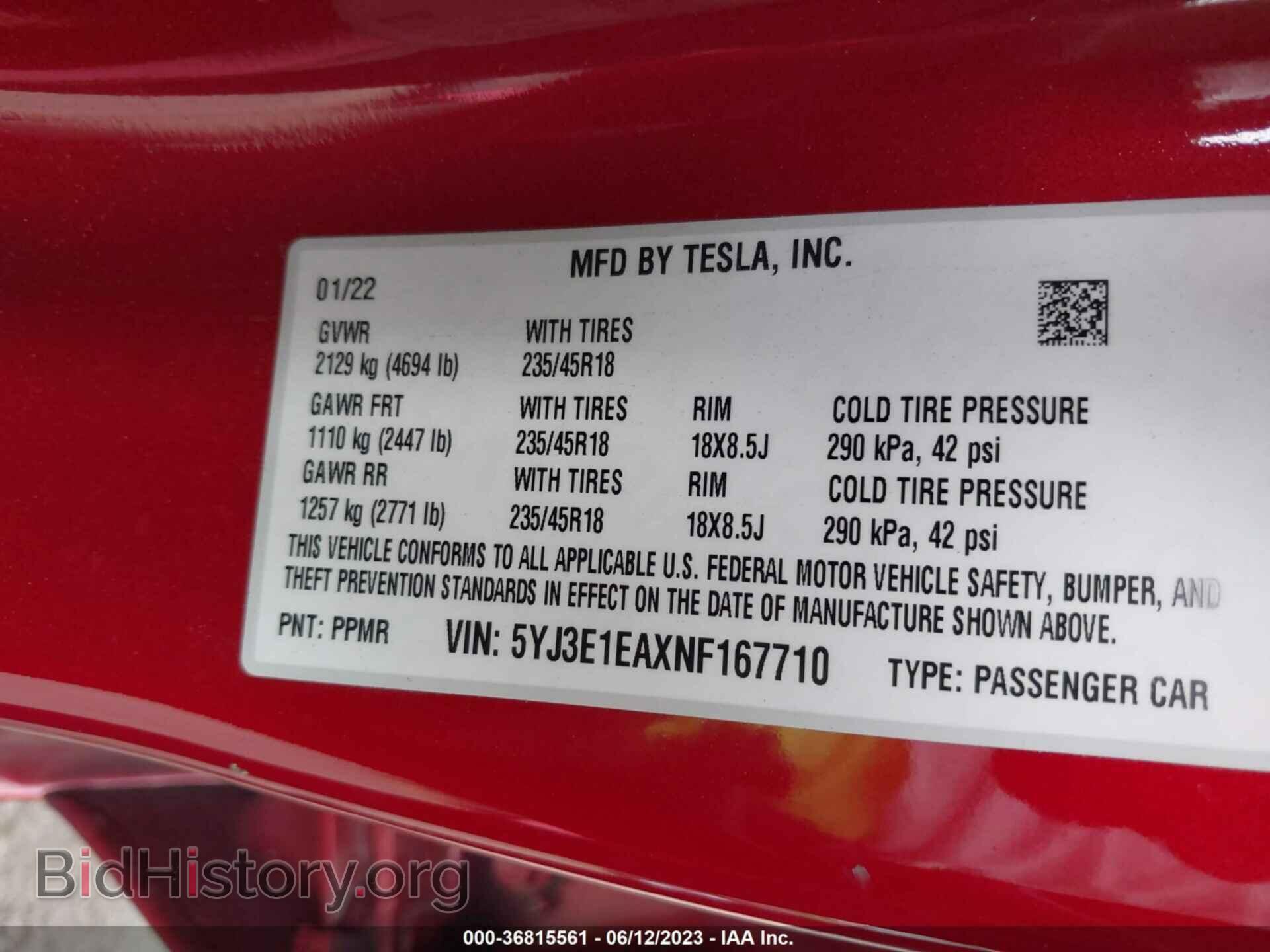 2022 TESLA MODEL 3 - VIN: 5YJ3E1EAXNF167710 - Photo 9