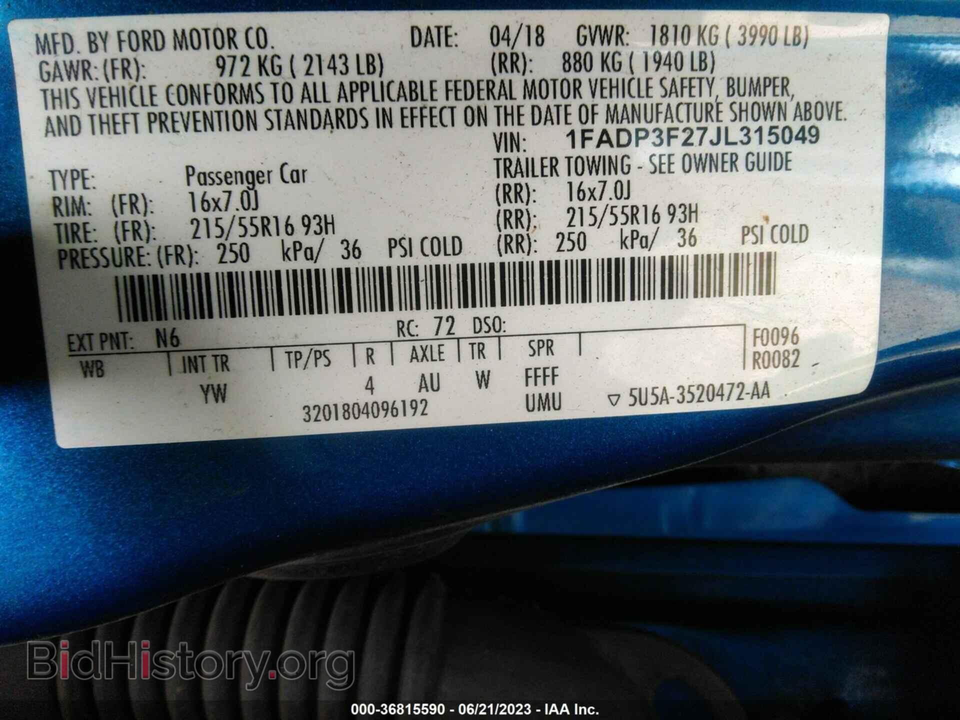 2018 FORD FOCUS - VIN: 1FADP3F27JL315049 - Фото 9