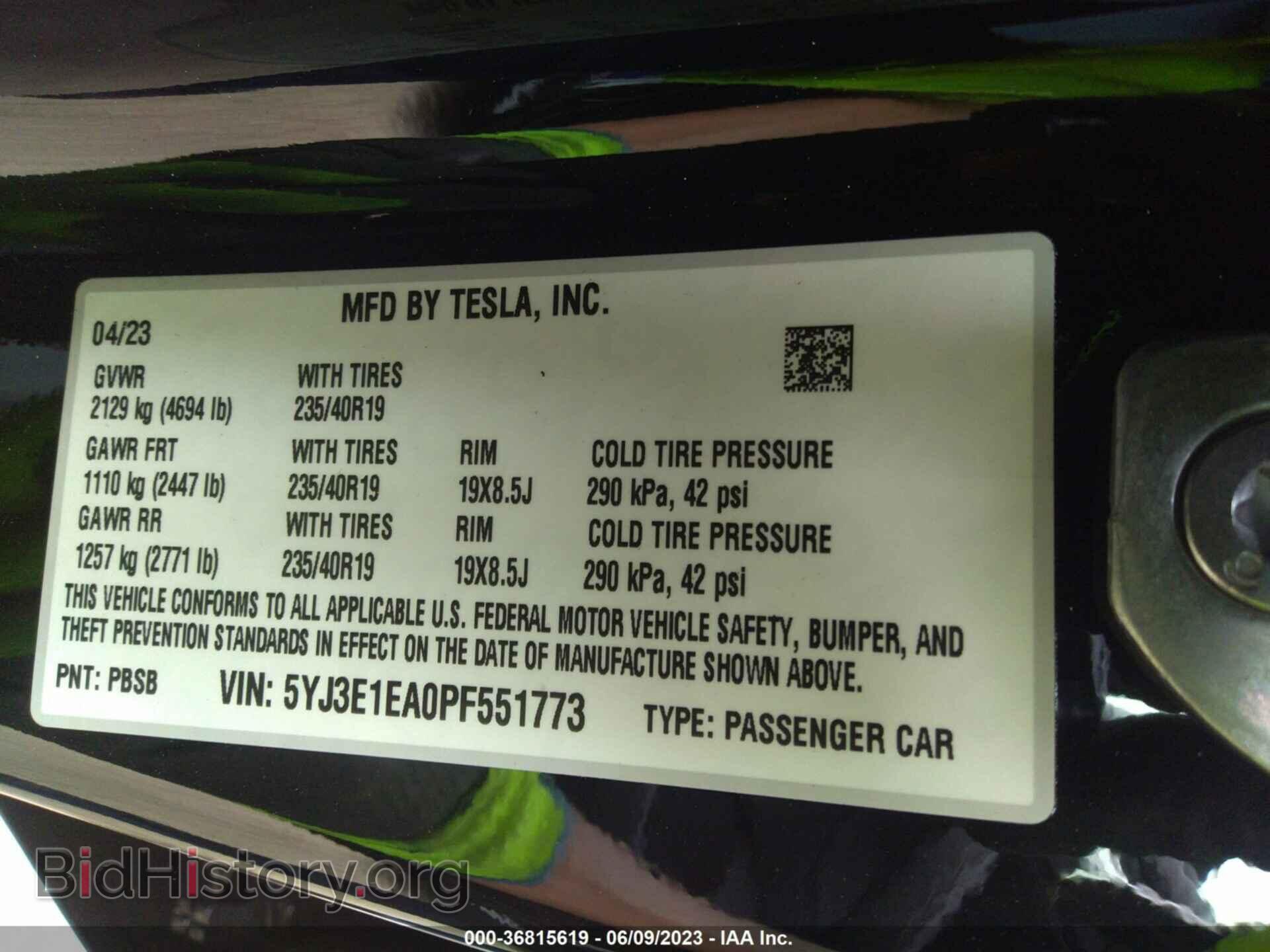 2023 TESLA MODEL 3 - VIN: 5YJ3E1EA0PF551773 - Фото 9