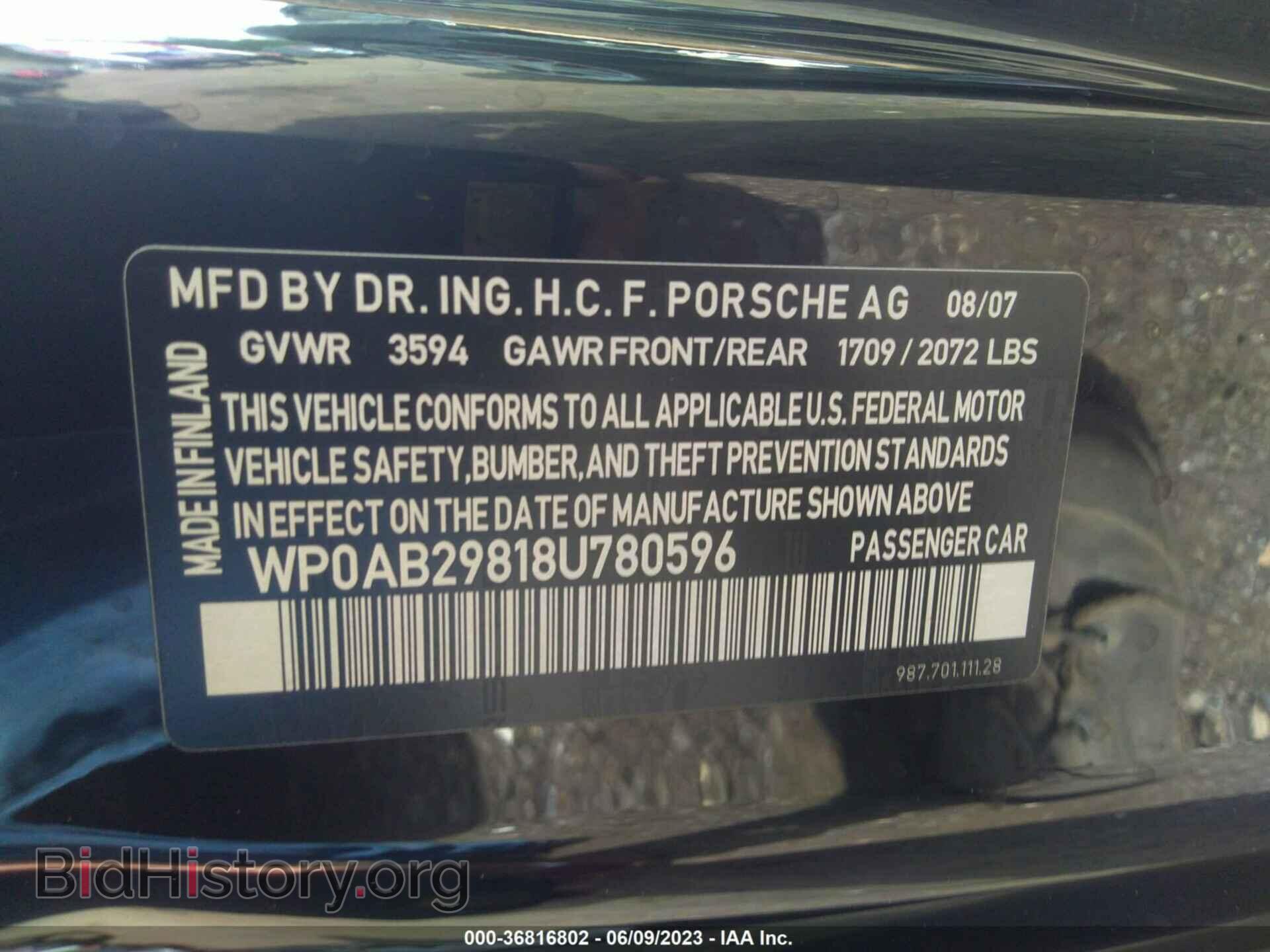 2008 PORSCHE CAYMAN - VIN: WP0AB29818U780596 - Фото 9