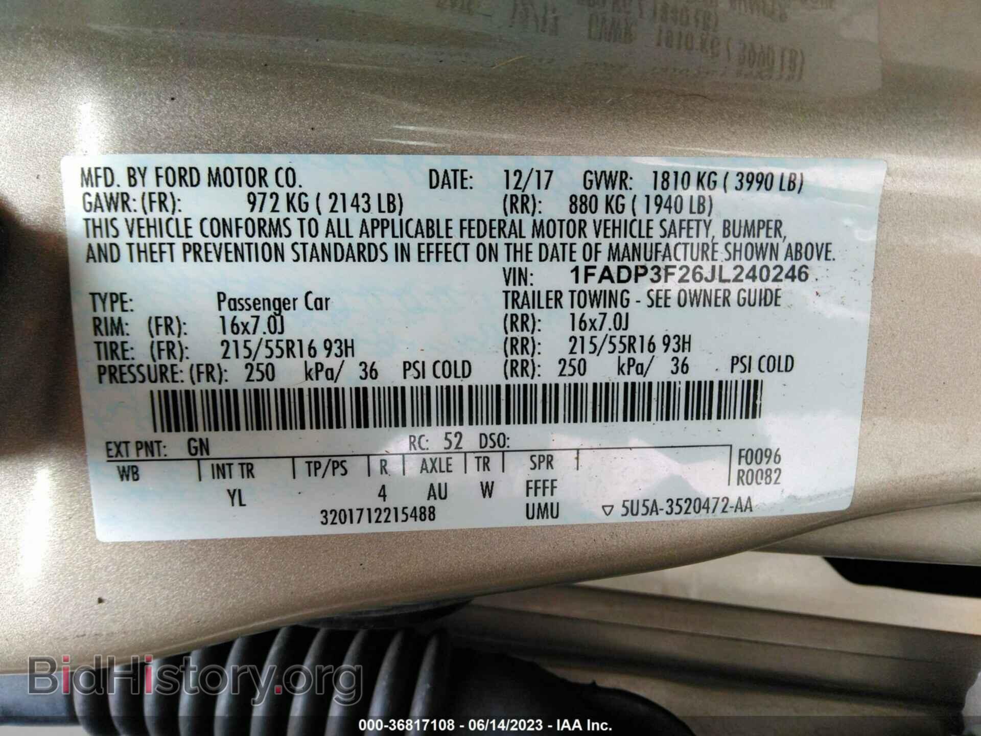2018 FORD FOCUS - VIN: 1FADP3F26JL240246 - Фото 9