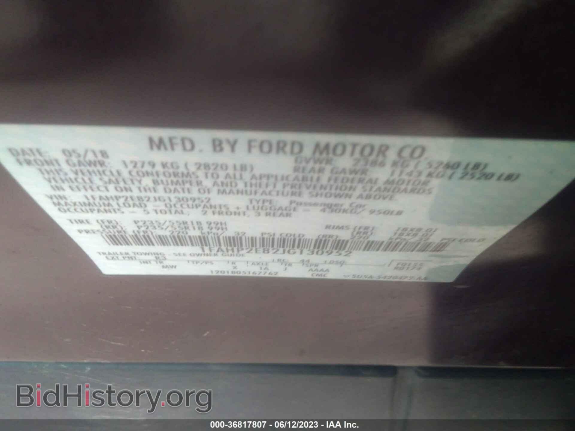2018 FORD TAURUS - VIN: 1FAHP2E82JG130952 - Фото 9