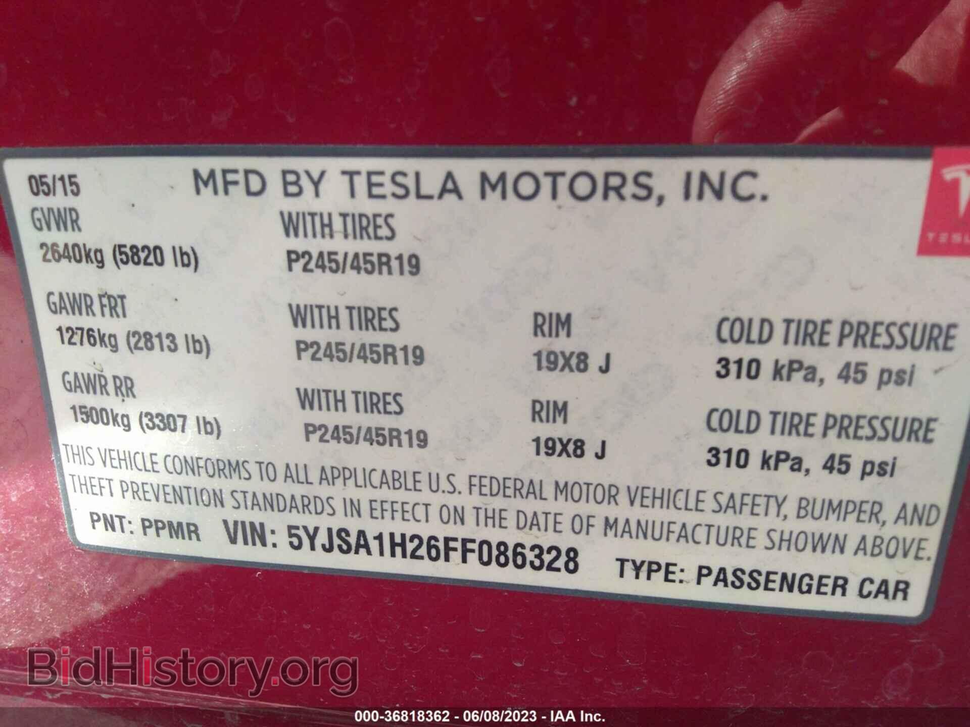 2015 TESLA MODEL S - VIN: 5YJSA1H26FF086328 - Photo 9