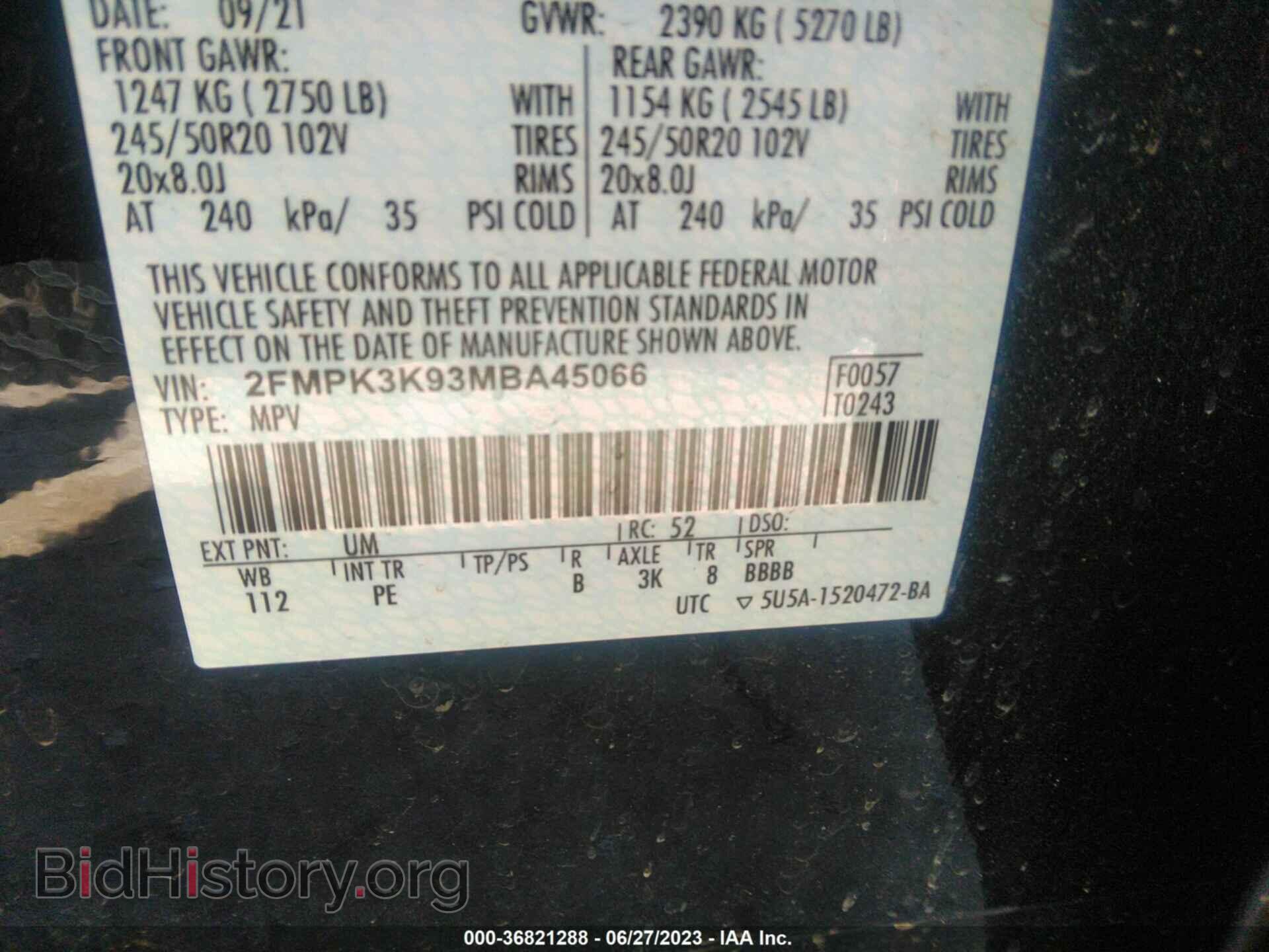 2021 FORD EDGE - VIN: 2FMPK3K93MBA45066 - Photo 9