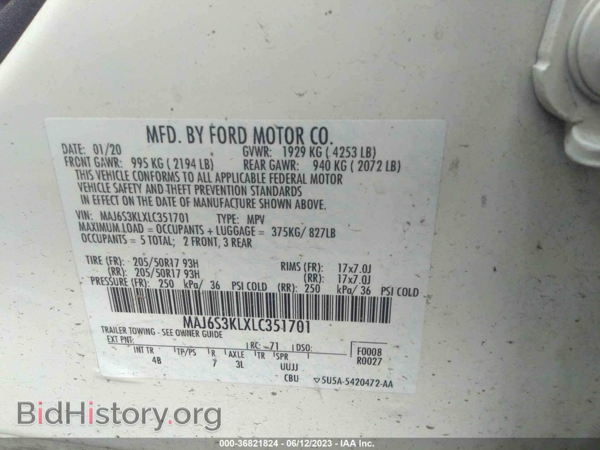 2020 FORD ECOSPORT - VIN: MAJ6S3KLXLC351701 - Фото 9