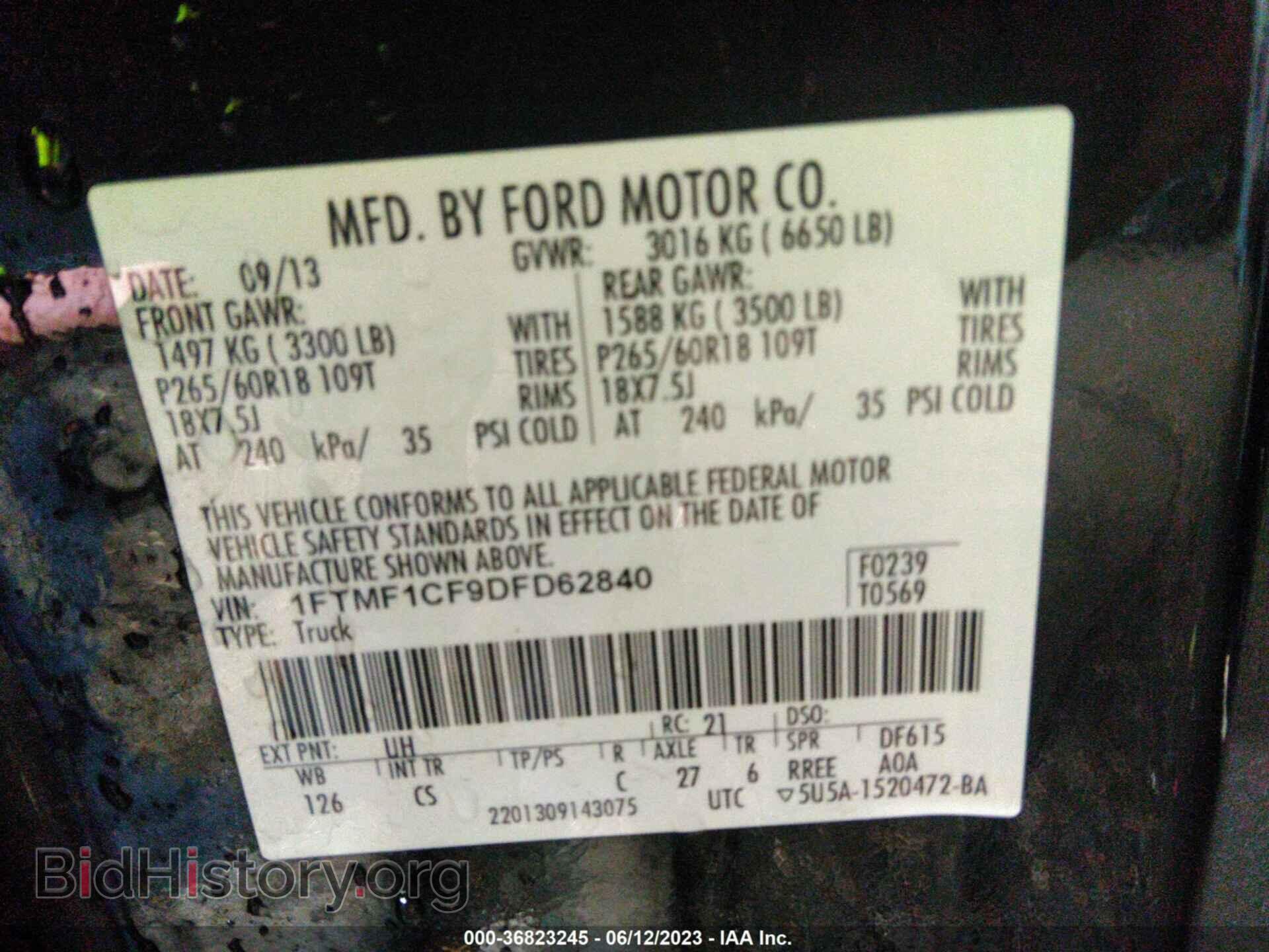 2013 FORD F-150 - VIN: 1FTMF1CF9DFD62840 - Фото 9