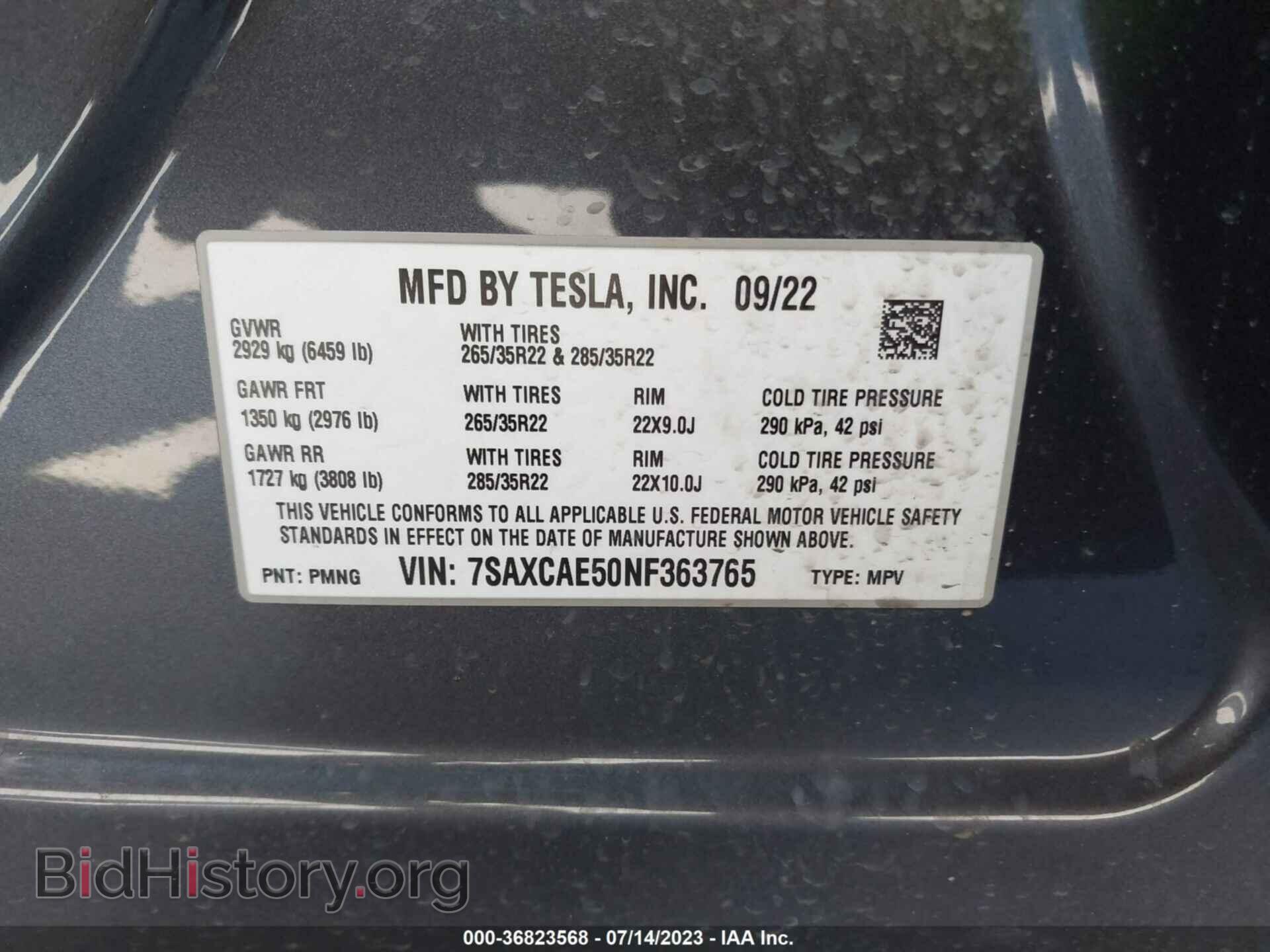 2022 TESLA MODEL X - VIN: 7SAXCAE50NF363765 - Photo 9