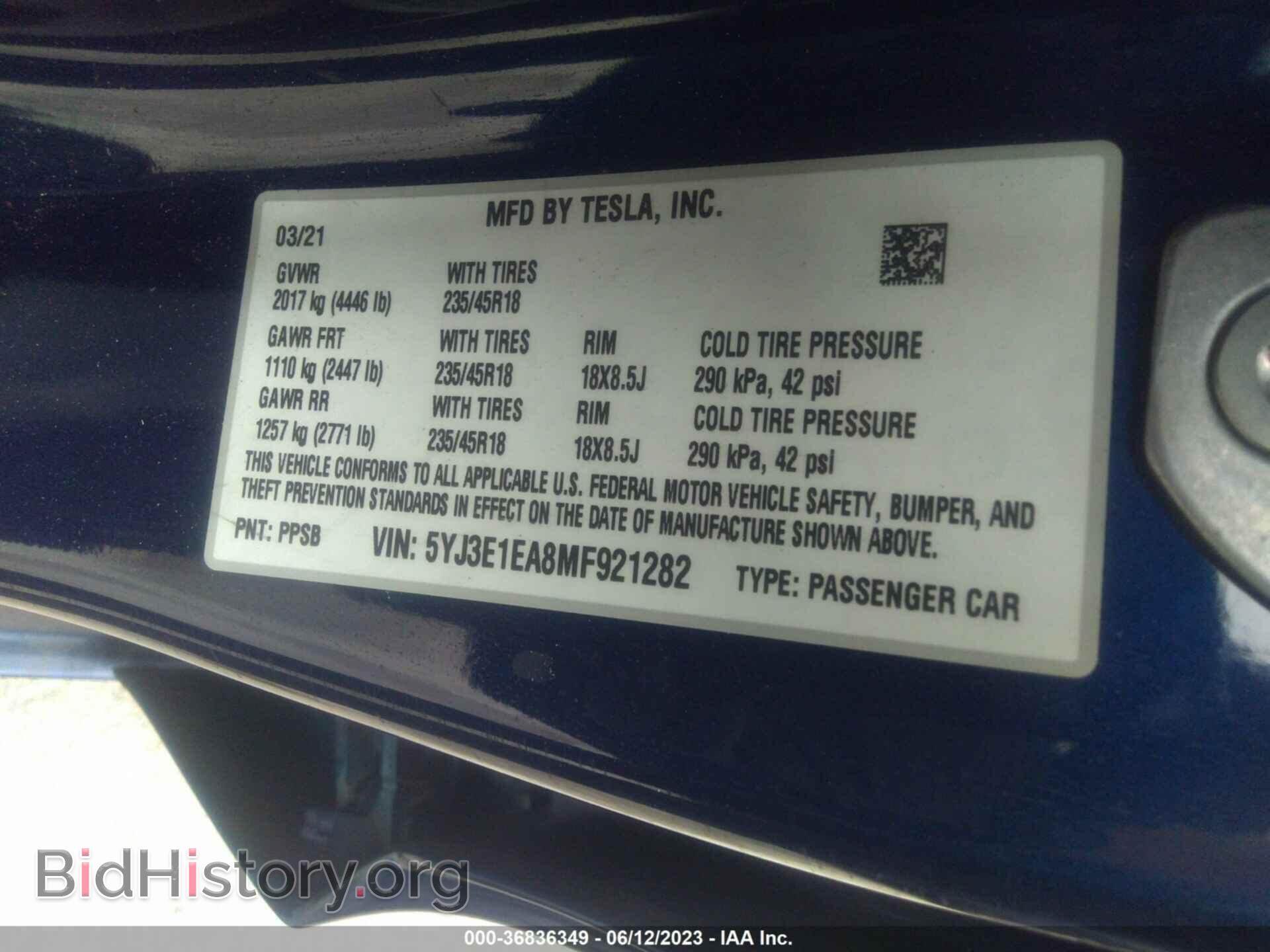 2021 TESLA MODEL 3 - VIN: 5YJ3E1EA8MF921282 - Photo 9
