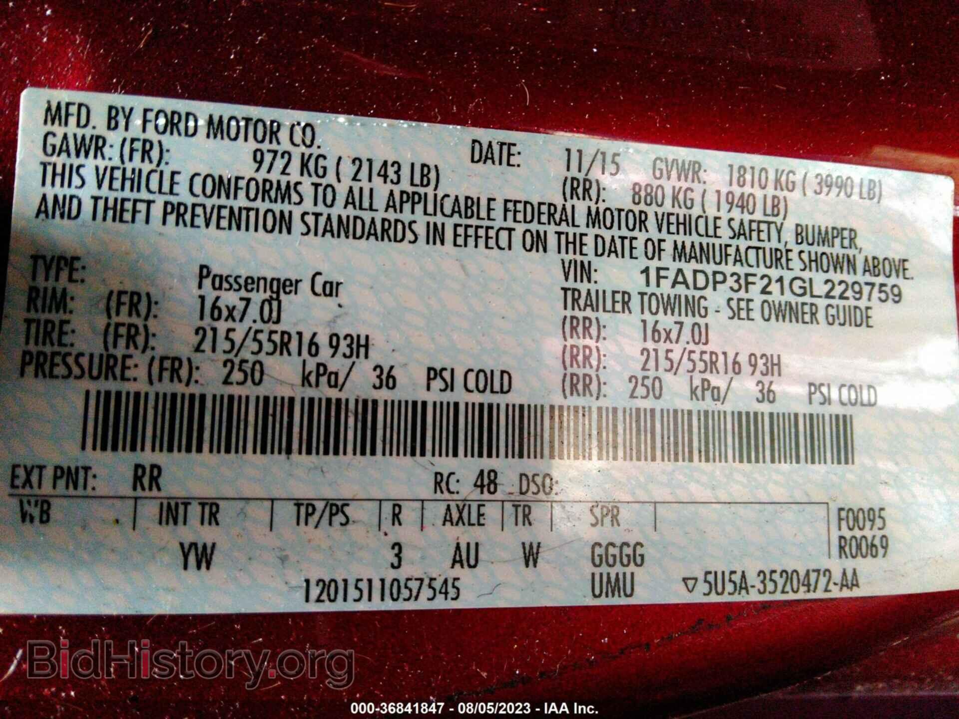 2016 FORD FOCUS - VIN: 1FADP3F21GL229759 - Фото 9