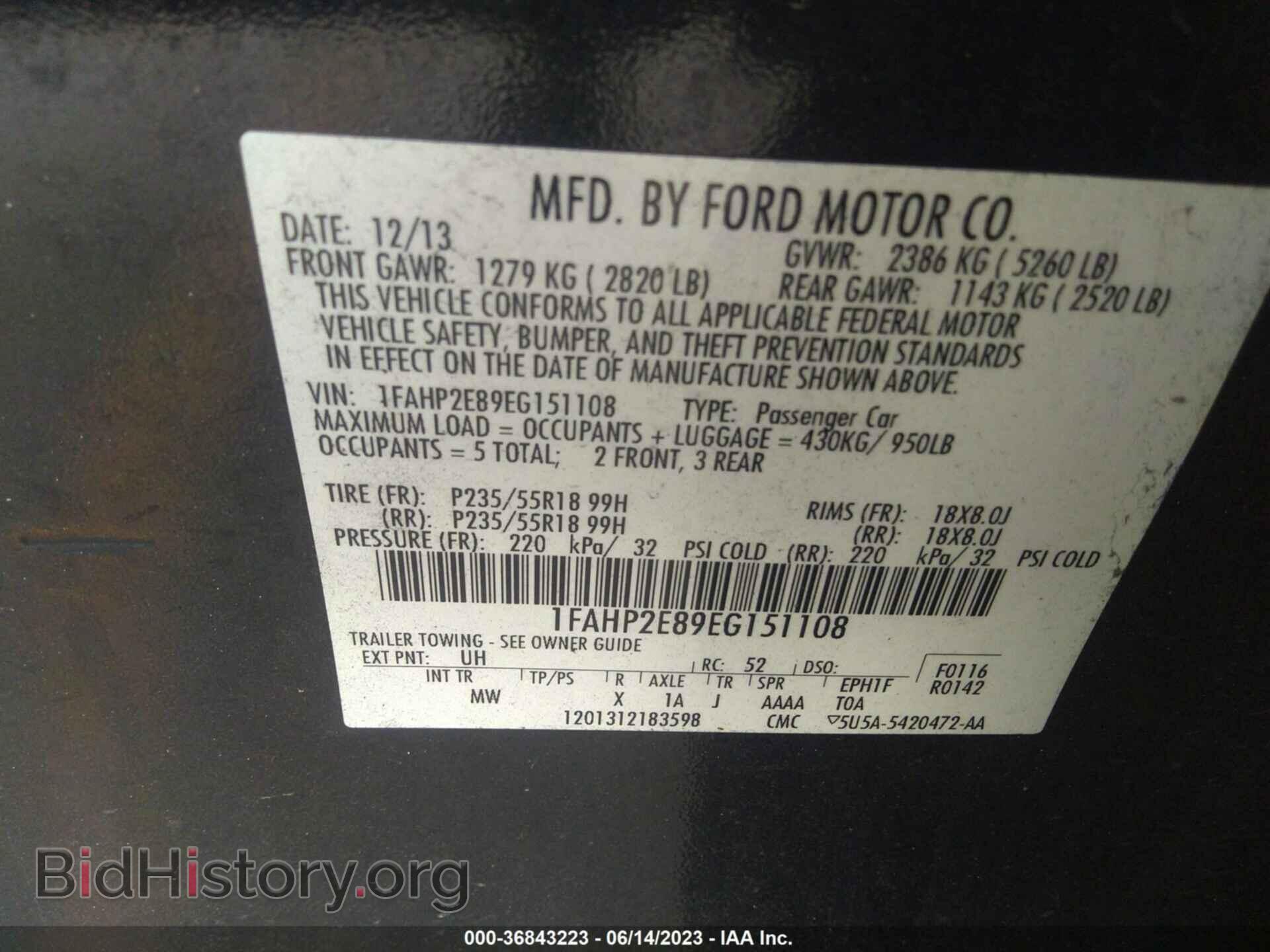 2014 FORD TAURUS - VIN: 1FAHP2E89EG151108 - Photo 9