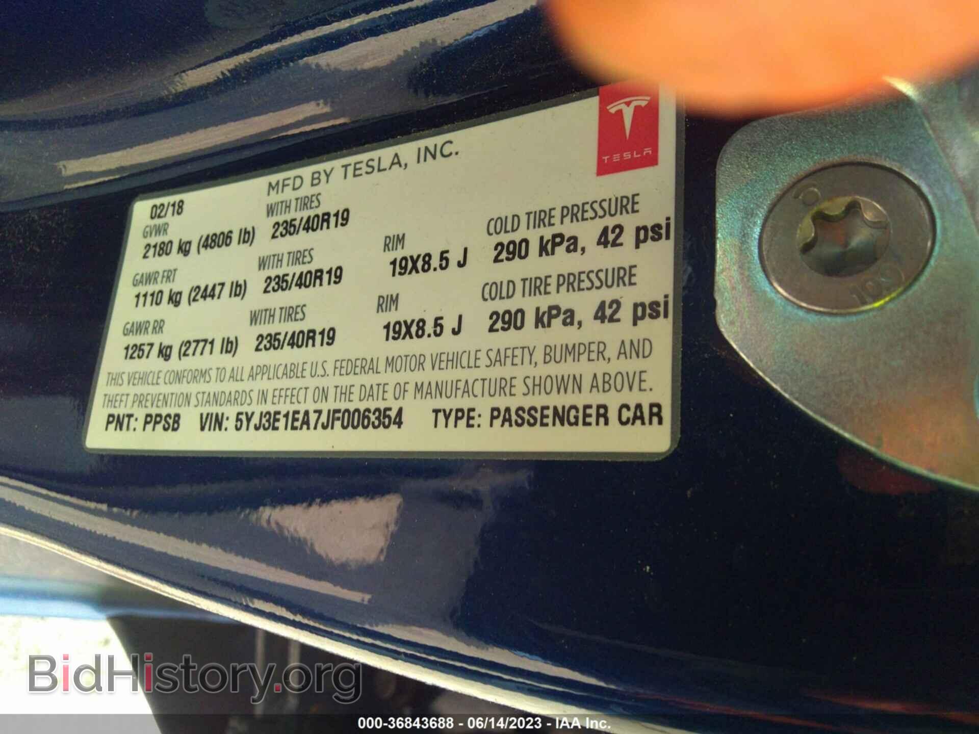 2018 TESLA MODEL 3 - VIN: 5YJ3E1EA7JF006354 - Фото 9