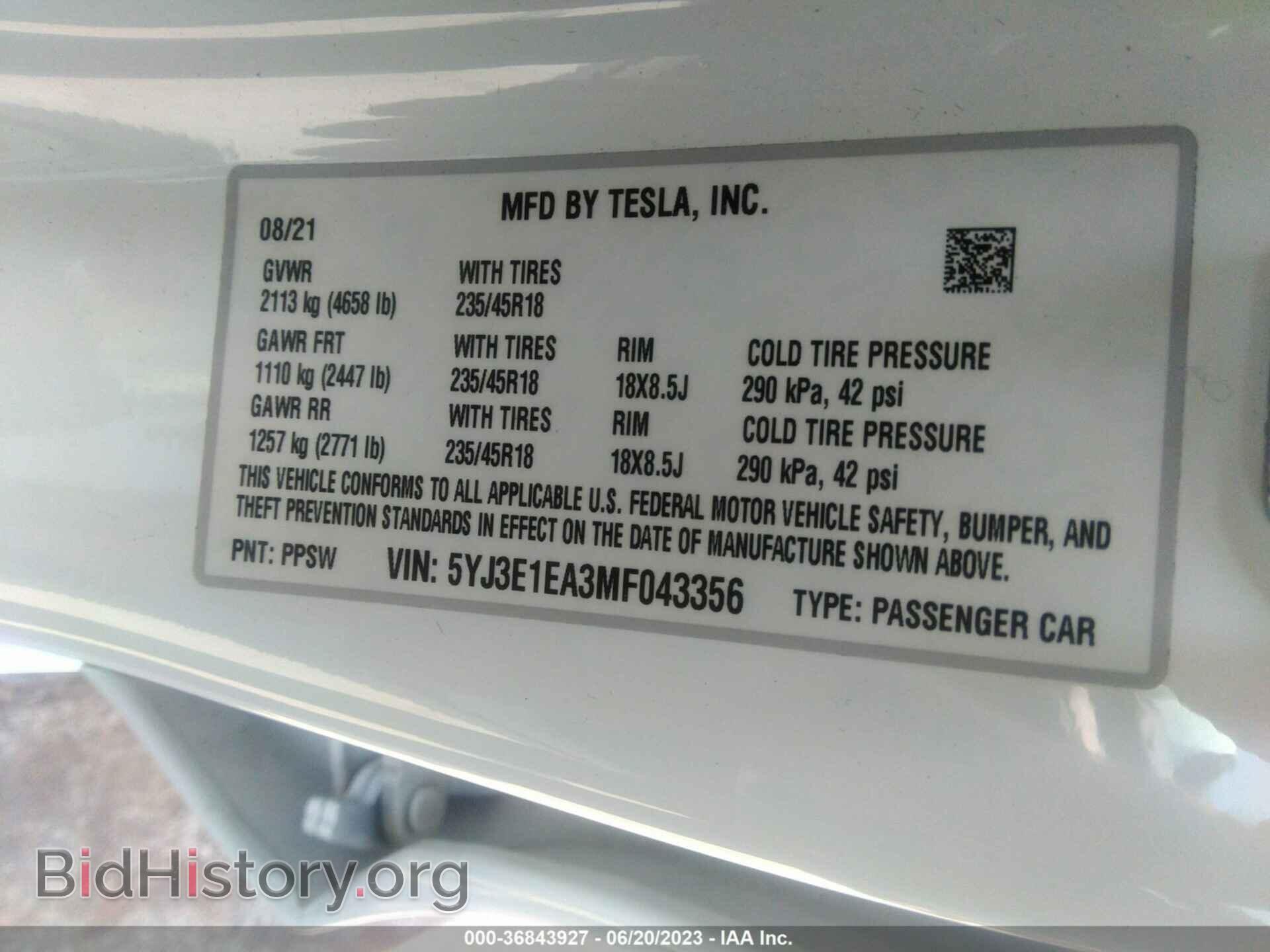 2021 TESLA MODEL 3 - VIN: 5YJ3E1EA3MF043356 - Photo 9