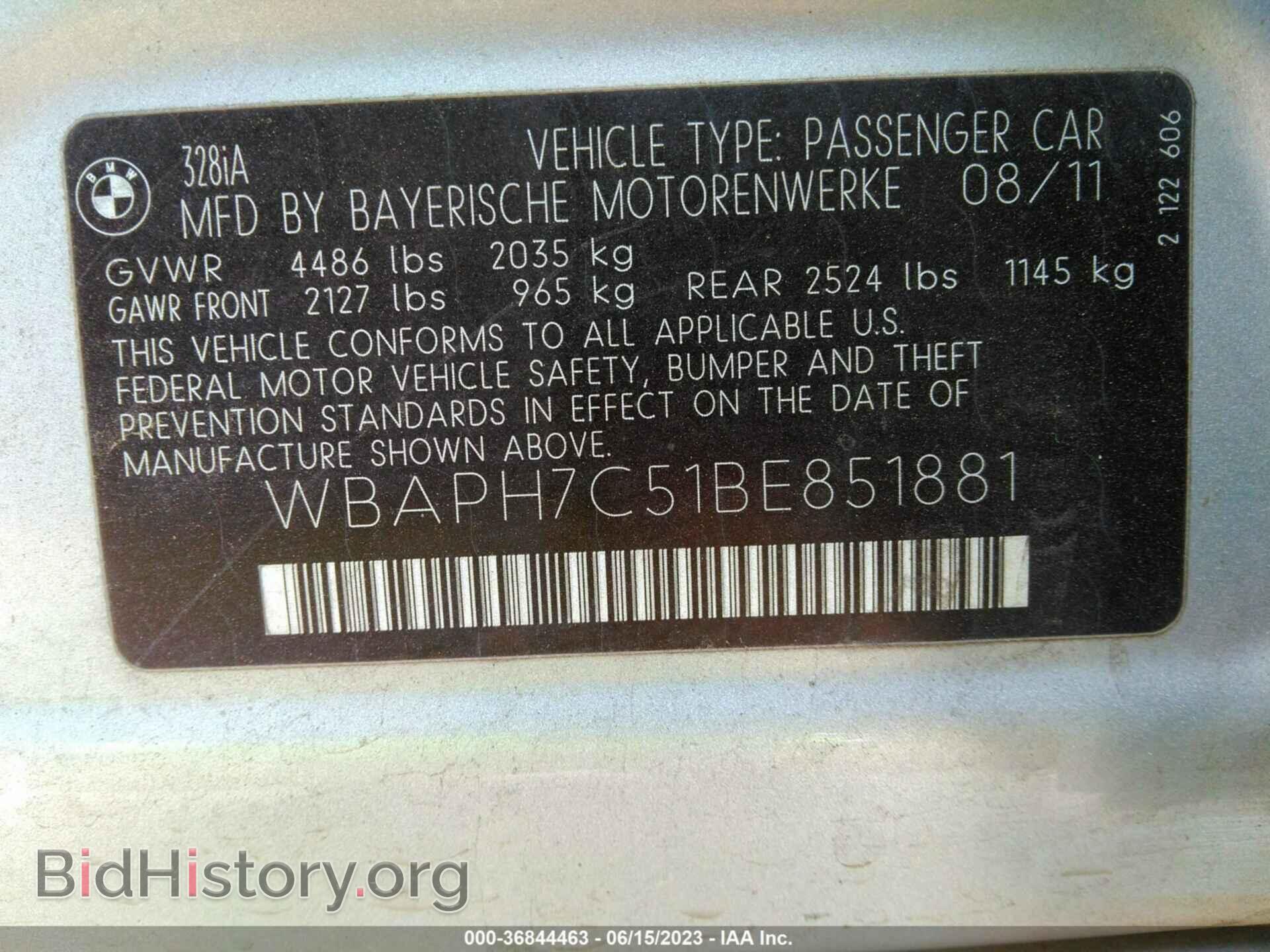 2011 BMW 3 SERIES - VIN: WBAPH7C51BE851881 - Фото 9