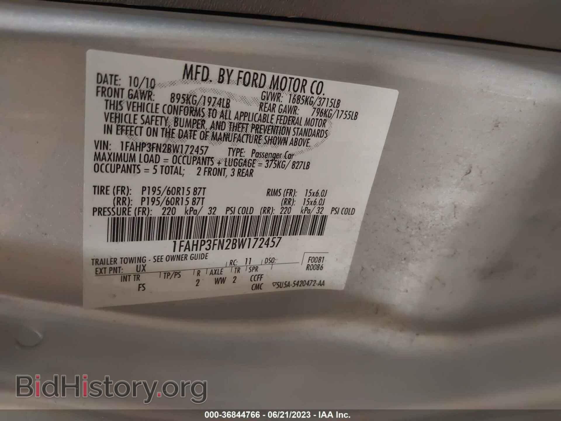 2011 FORD FOCUS - VIN: 1FAHP3FN2BW172457 - Фото 9