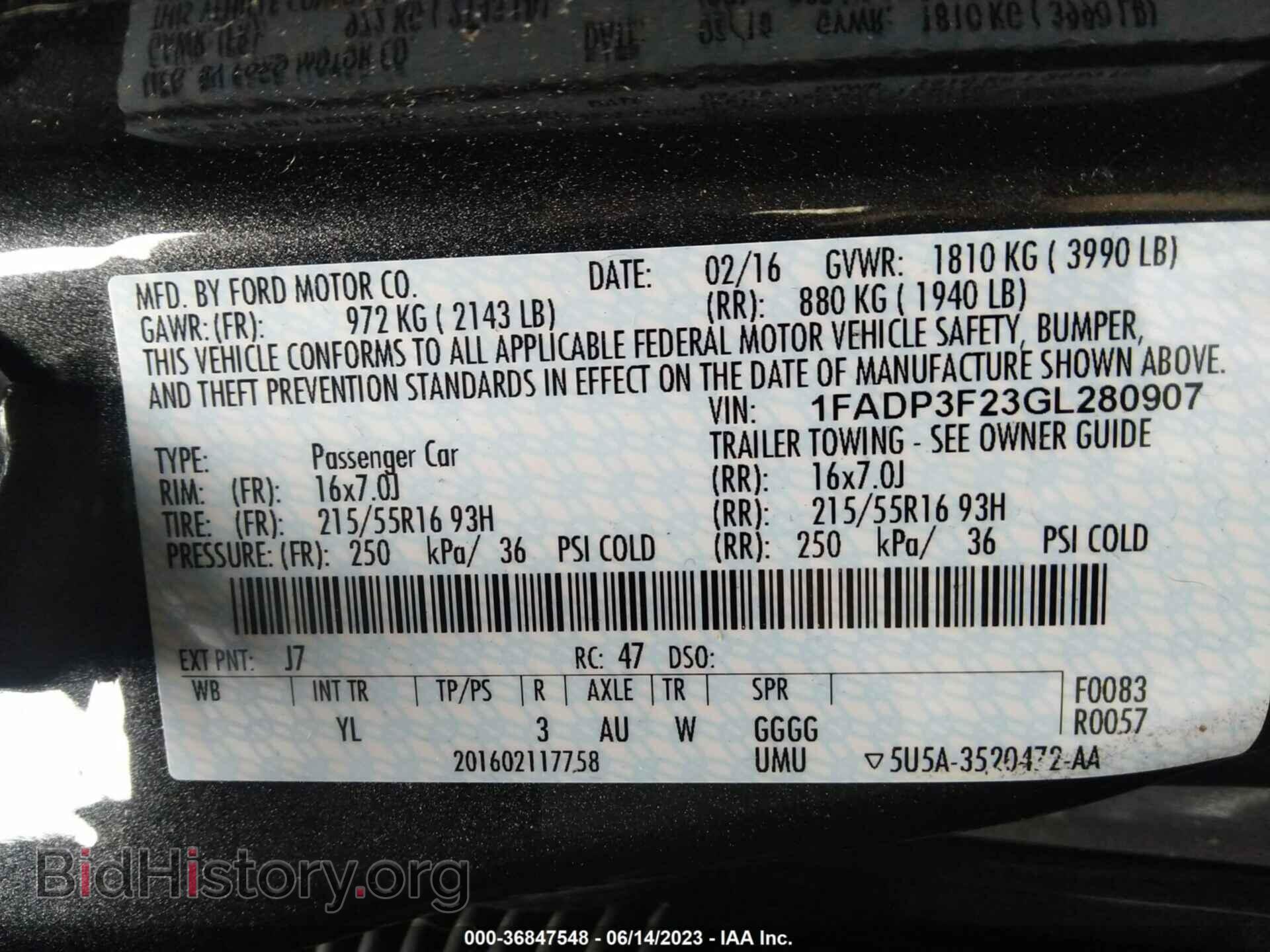 2016 FORD FOCUS - VIN: 1FADP3F23GL280907 - Фото 9