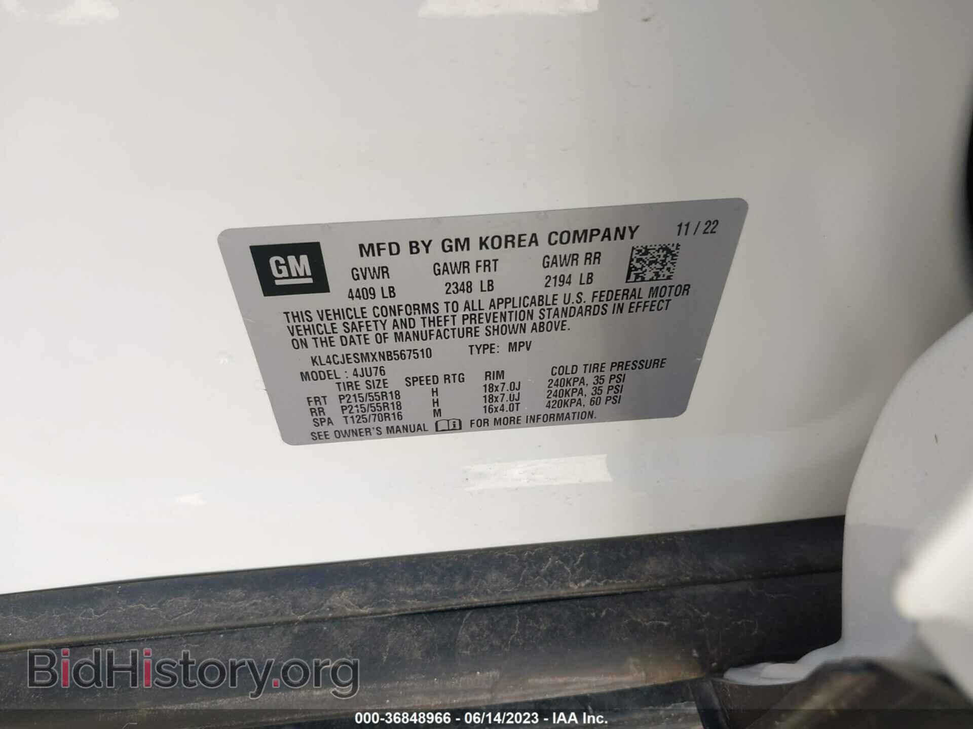 2022 BUICK ENCORE - VIN: KL4CJESMXNB567510 - Фото 9