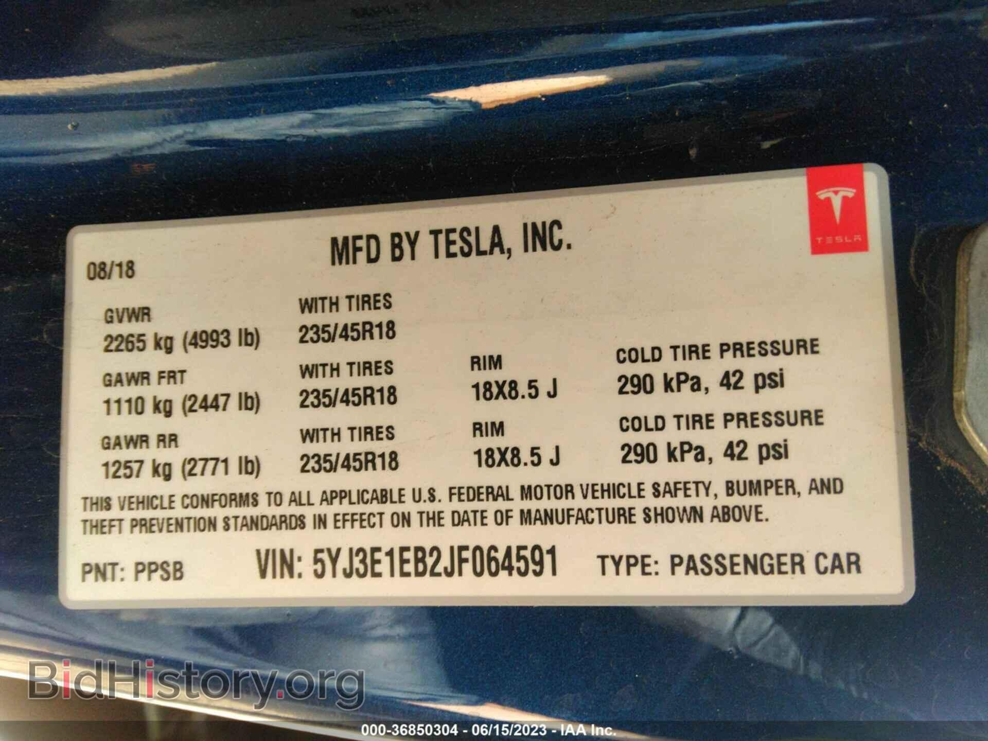 2018 TESLA MODEL 3 - VIN: 5YJ3E1EB2JF064591 - Photo 9