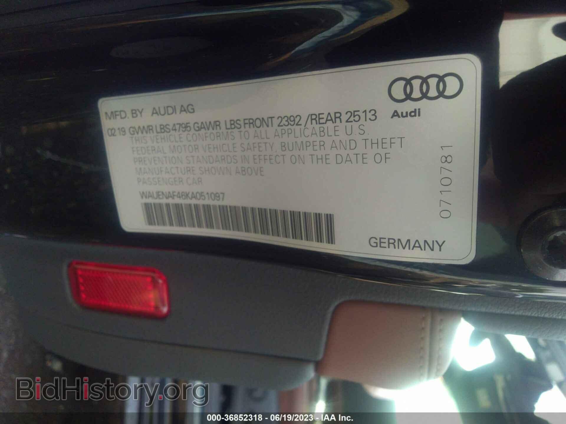 2019 AUDI A4 - VIN: WAUENAF46KA051097 - Фото 9