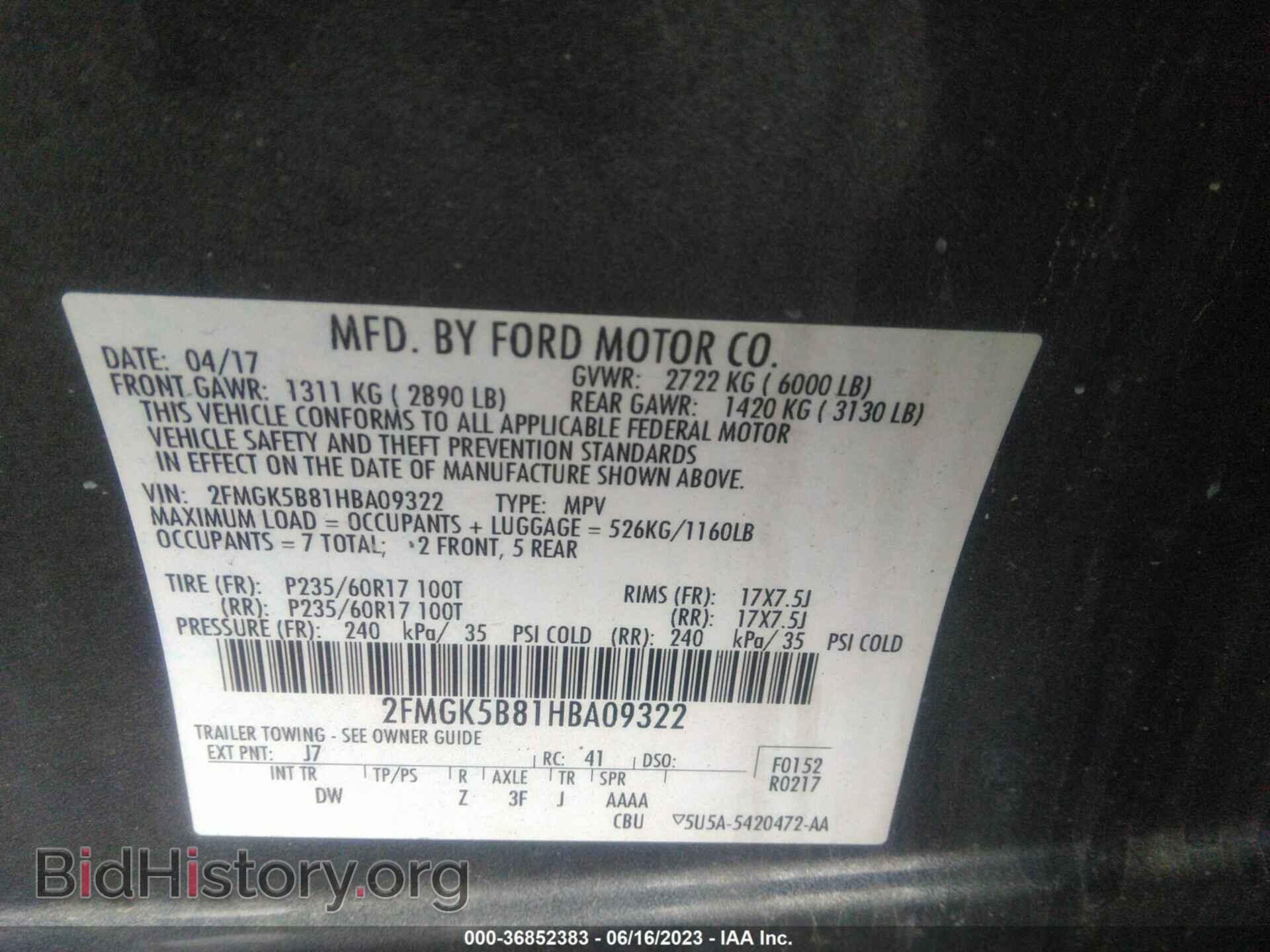 2017 FORD FLEX - VIN: 2FMGK5B81HBA09322 - Photo 9