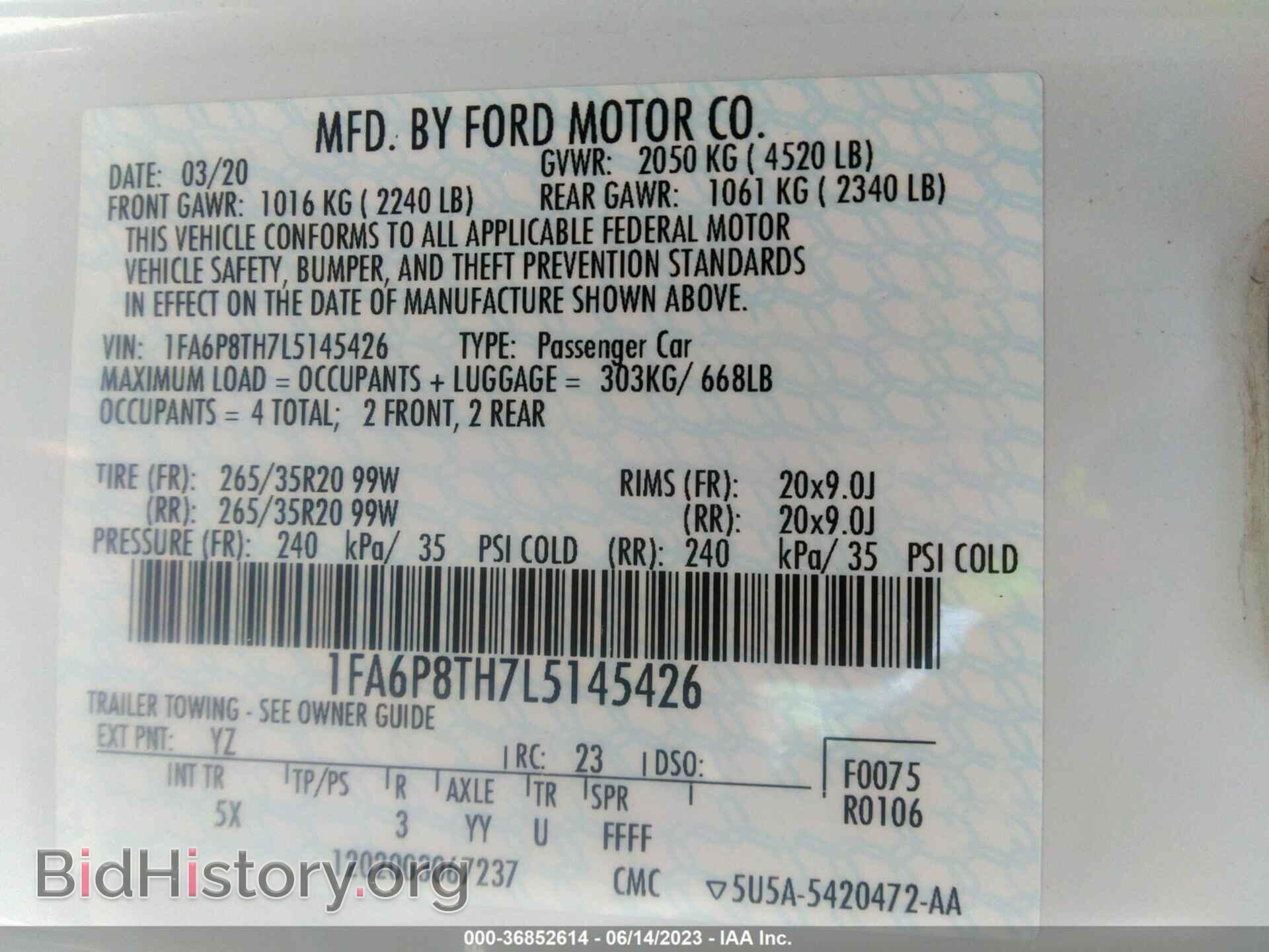2020 FORD MUSTANG - VIN: 1FA6P8TH7L5145426 - Фото 9