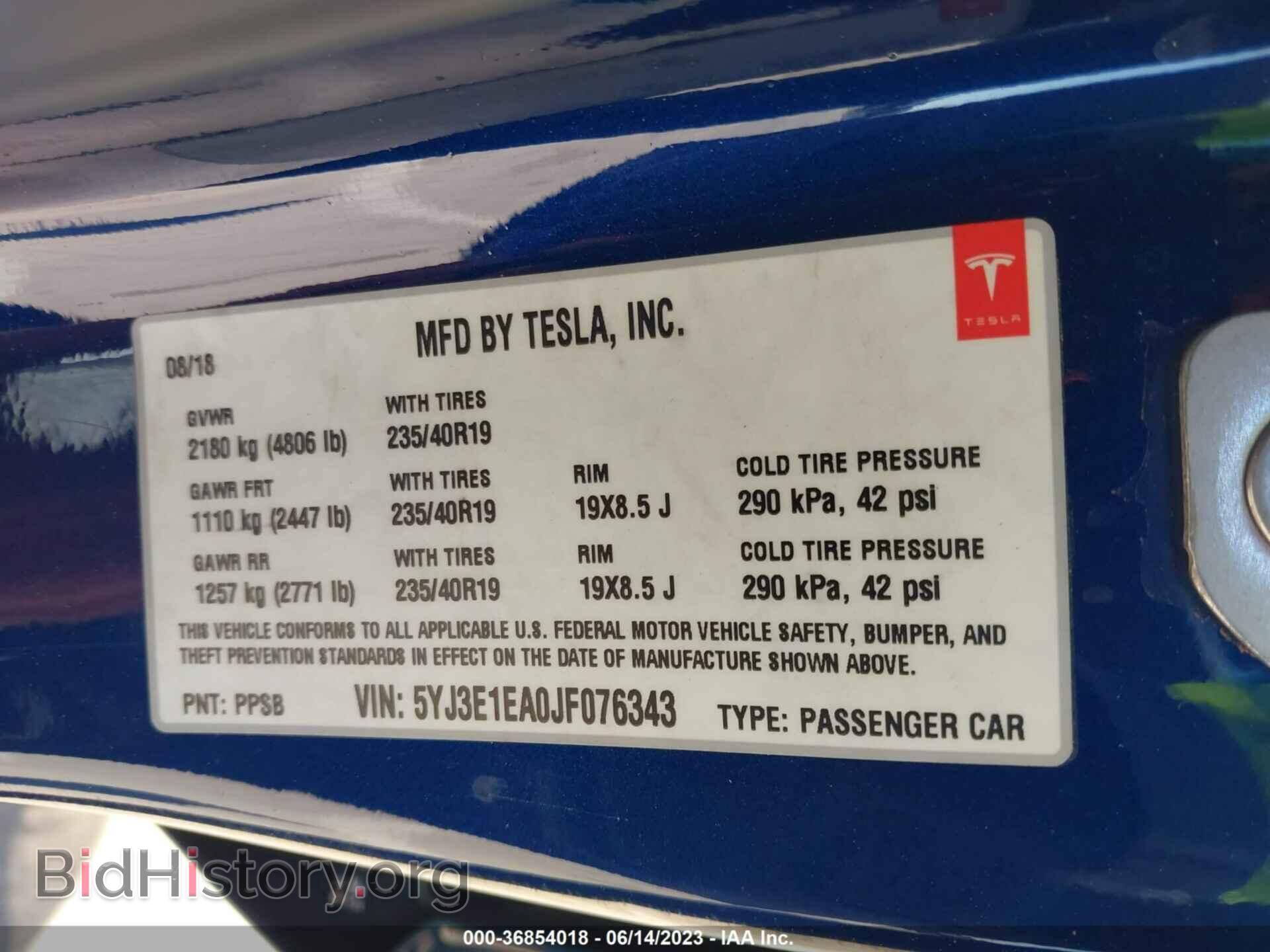 2018 TESLA MODEL 3 - VIN: 5YJ3E1EA0JF076343 - Photo 9