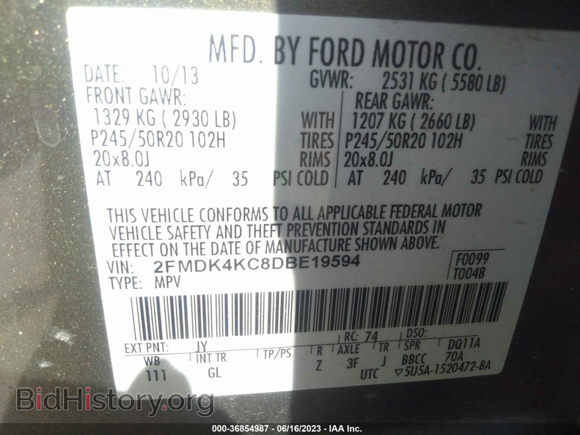 2013 FORD EDGE - VIN: 2FMDK4KC8DBE19594 - Photo 9