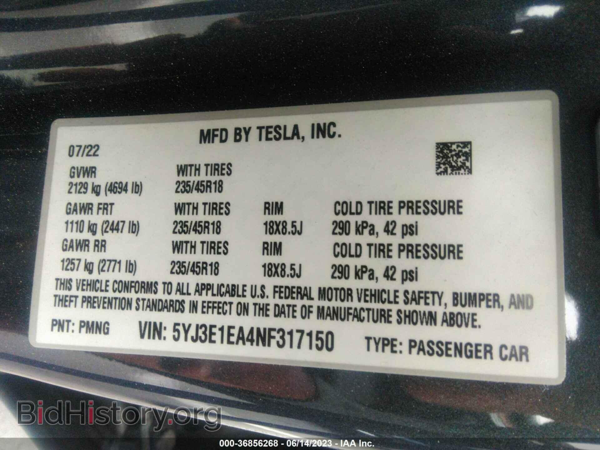 2022 TESLA MODEL 3 - VIN: 5YJ3E1EA4NF317150 - Photo 9