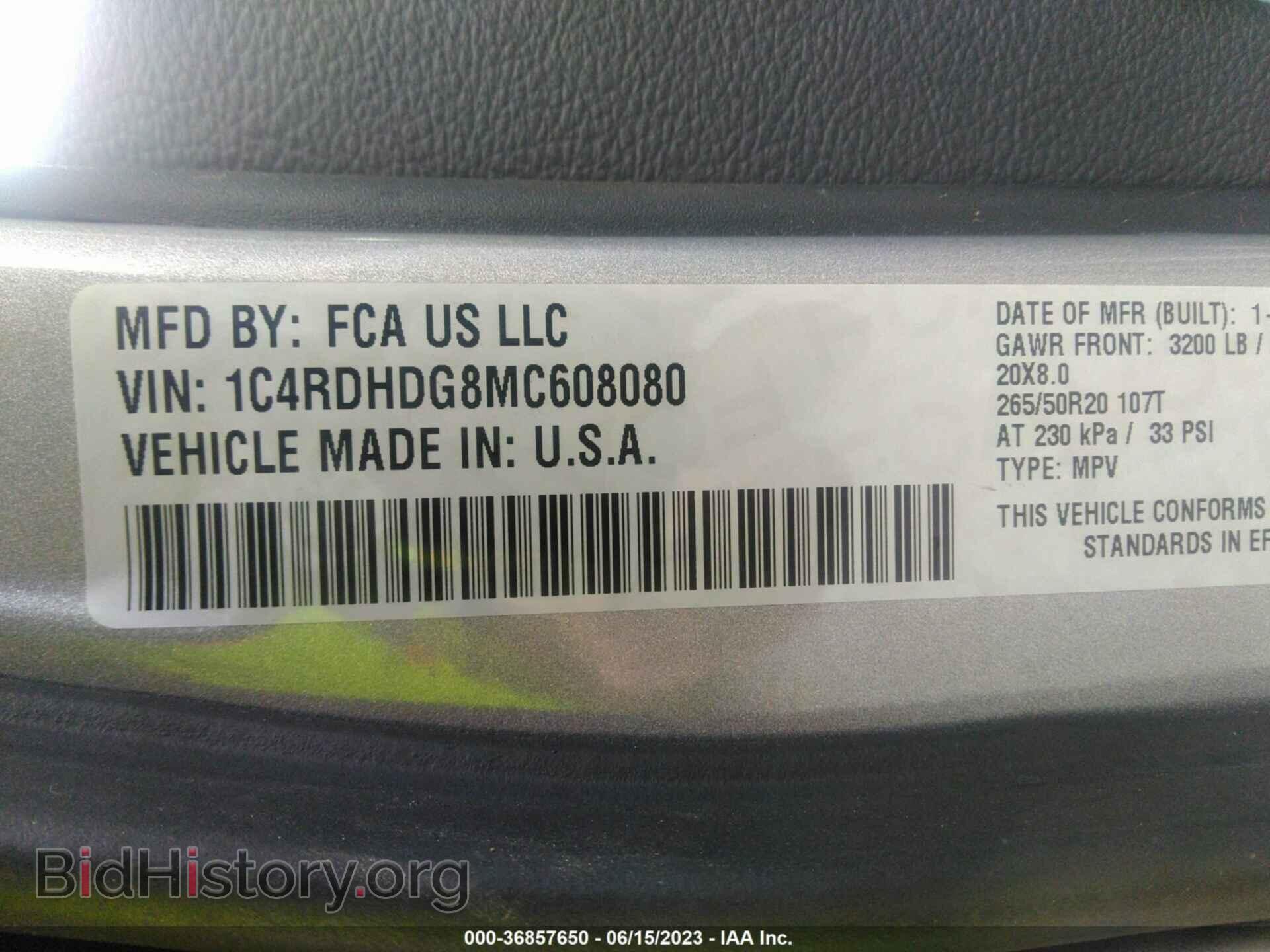 2021 DODGE DURANGO - VIN: 1C4RDHDG8MC608080 - Фото 9