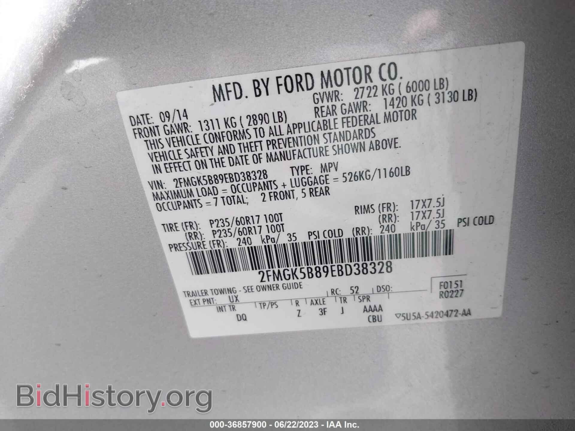 2014 FORD FLEX - VIN: 2FMGK5B89EBD38328 - Photo 9