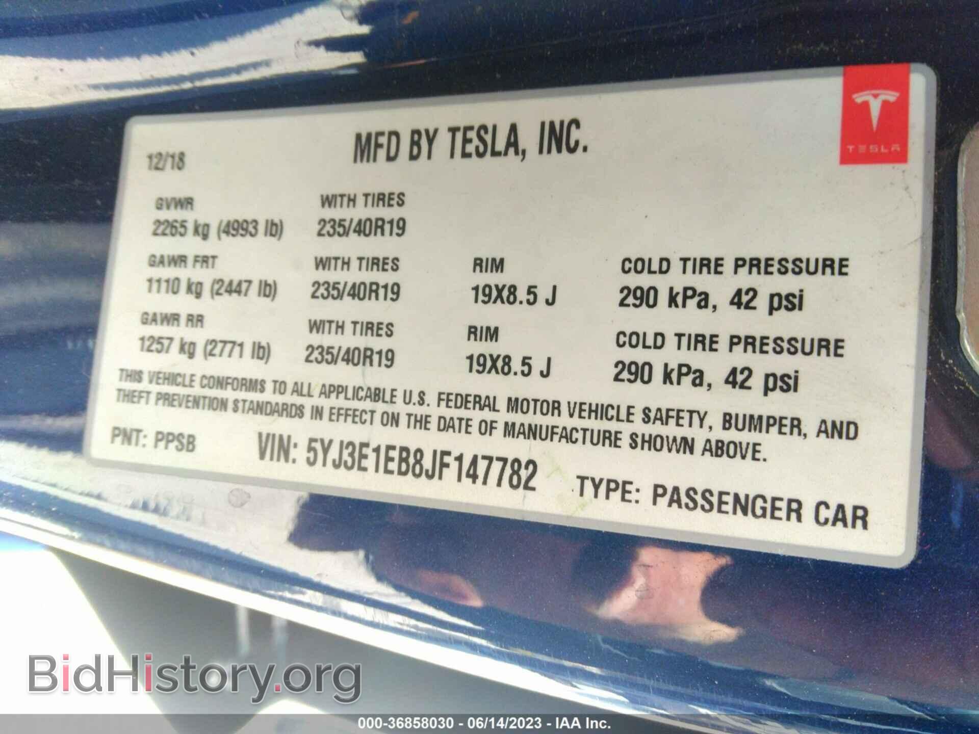 2018 TESLA MODEL 3 - VIN: 5YJ3E1EB8JF147782 - Фото 9
