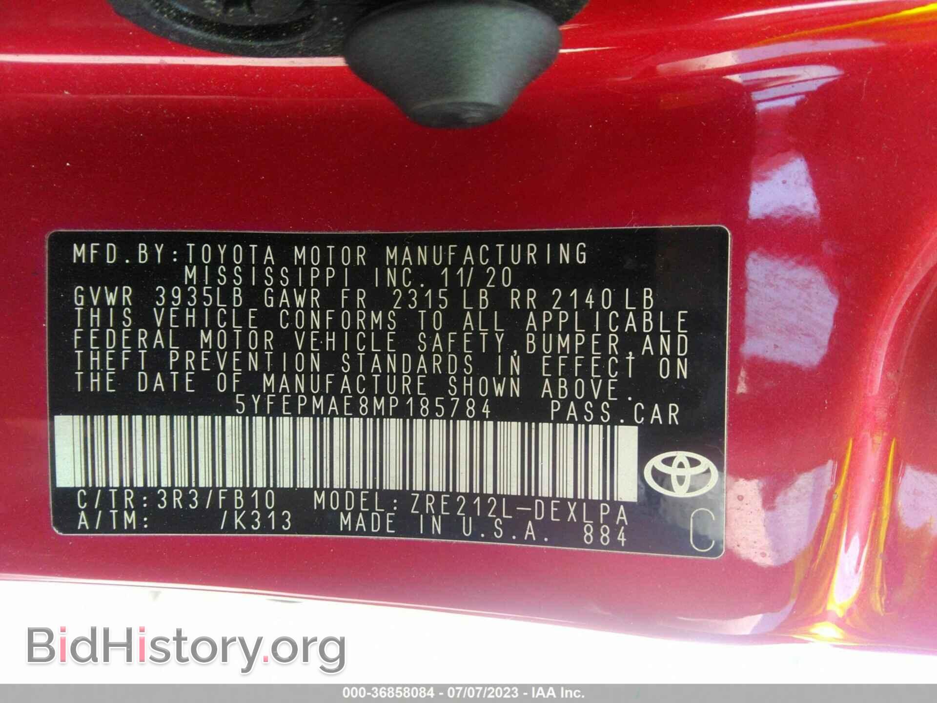 2021 TOYOTA COROLLA - VIN: 5YFEPMAE8MP185784 - Photo 9