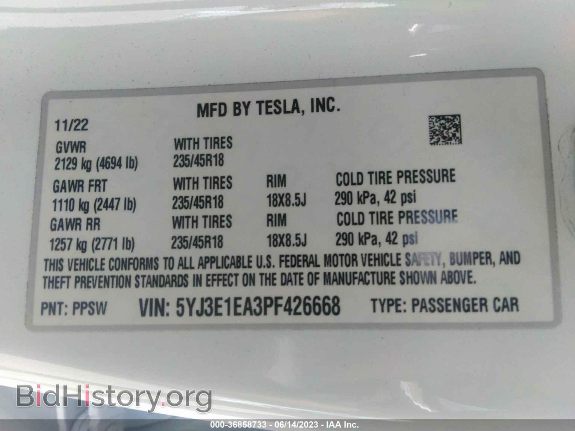 2023 TESLA MODEL 3 - VIN: 5YJ3E1EA3PF426668 - Фото 9