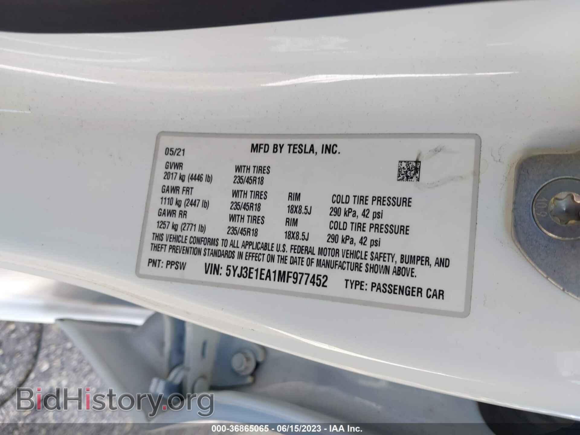2021 TESLA MODEL 3 - VIN: 5YJ3E1EA1MF977452 - Фото 9