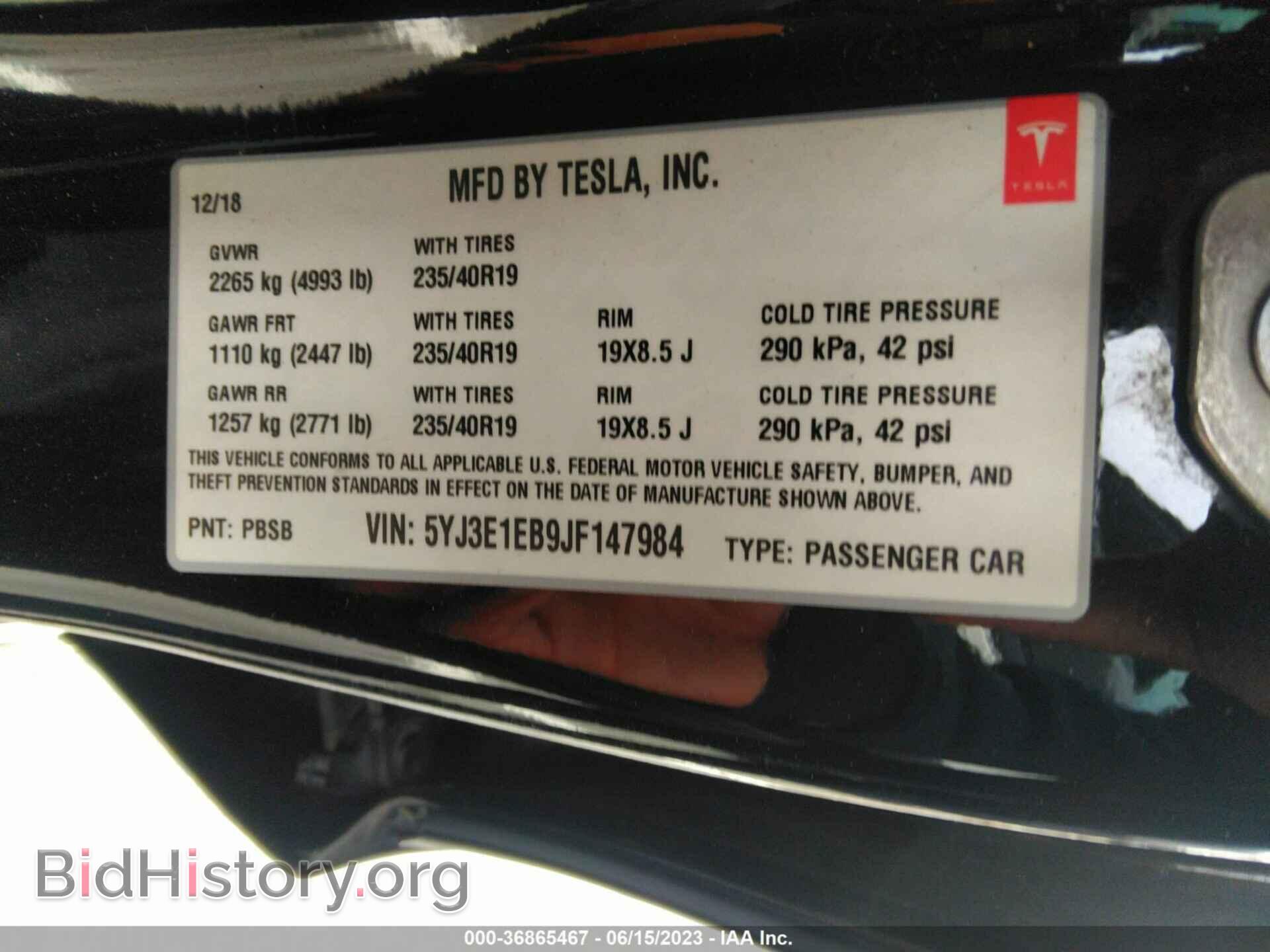 2018 TESLA MODEL 3 - VIN: 5YJ3E1EB9JF147984 - Фото 9