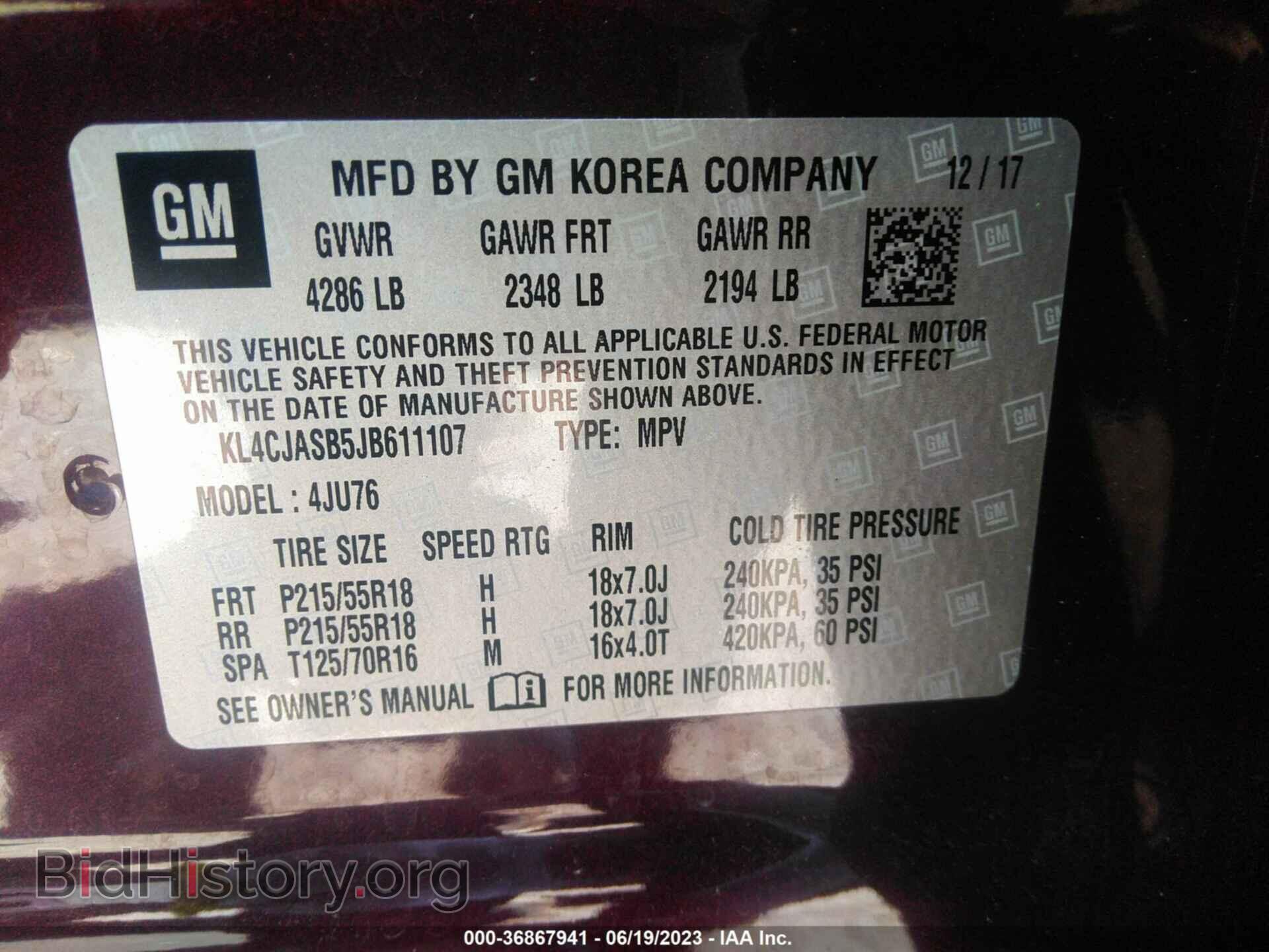 2018 BUICK ENCORE - VIN: KL4CJASB5JB611107 - Photo 9