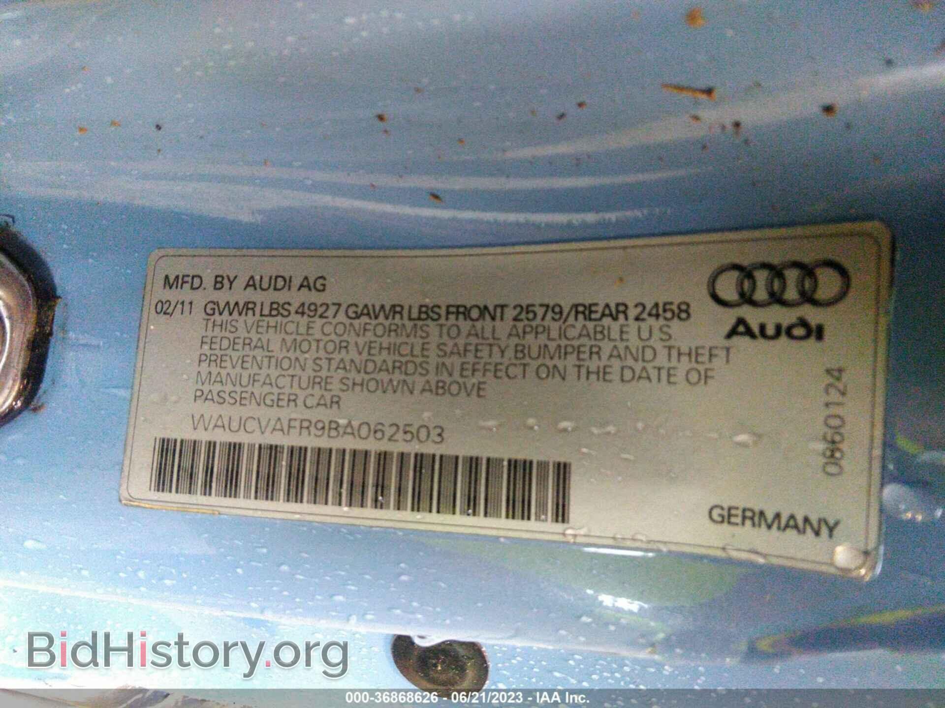 2011 AUDI S5 - VIN: WAUCVAFR9BA062503 - Фото 9