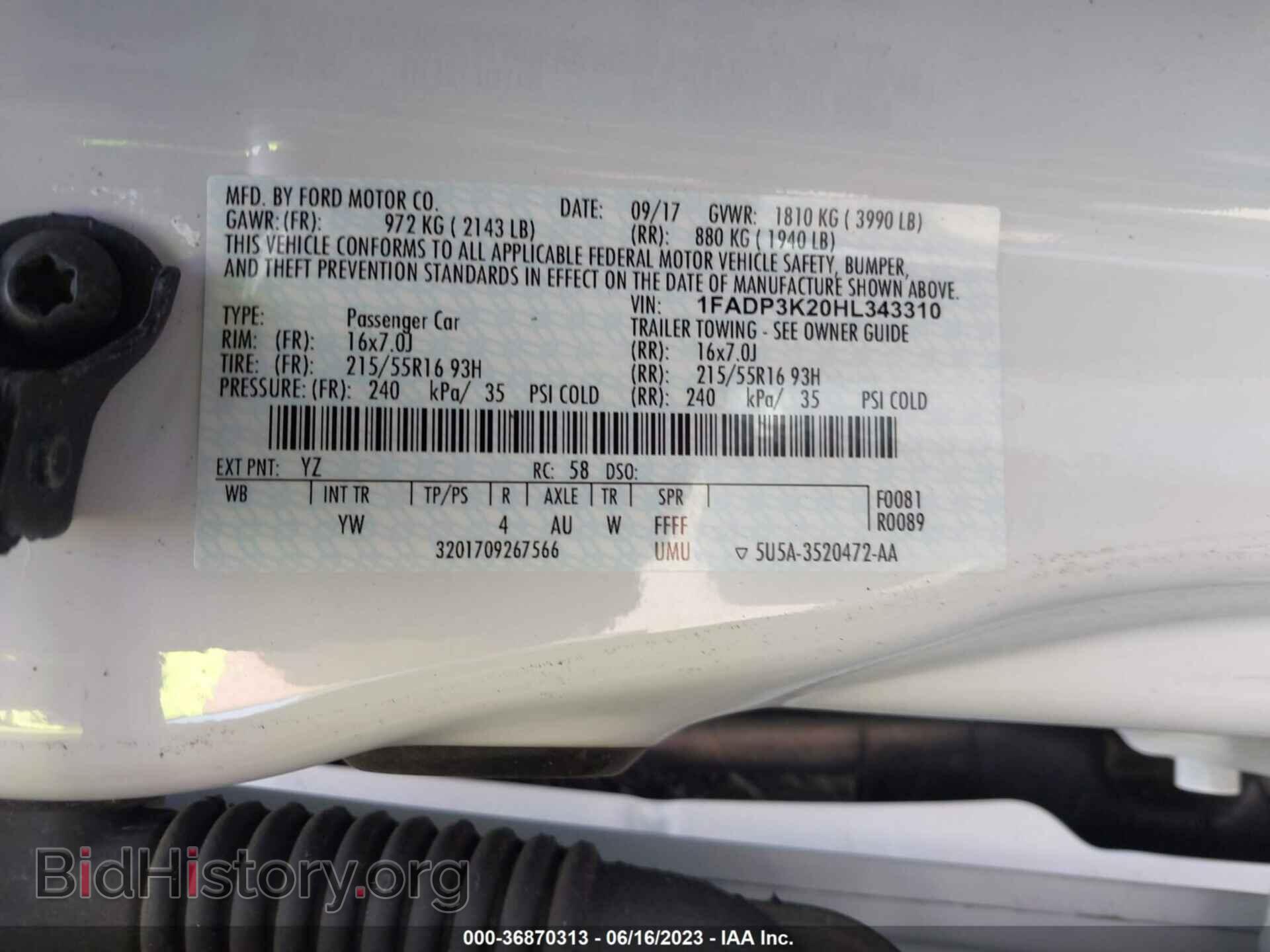 2017 FORD FOCUS - VIN: 1FADP3K20HL343310 - Photo 9
