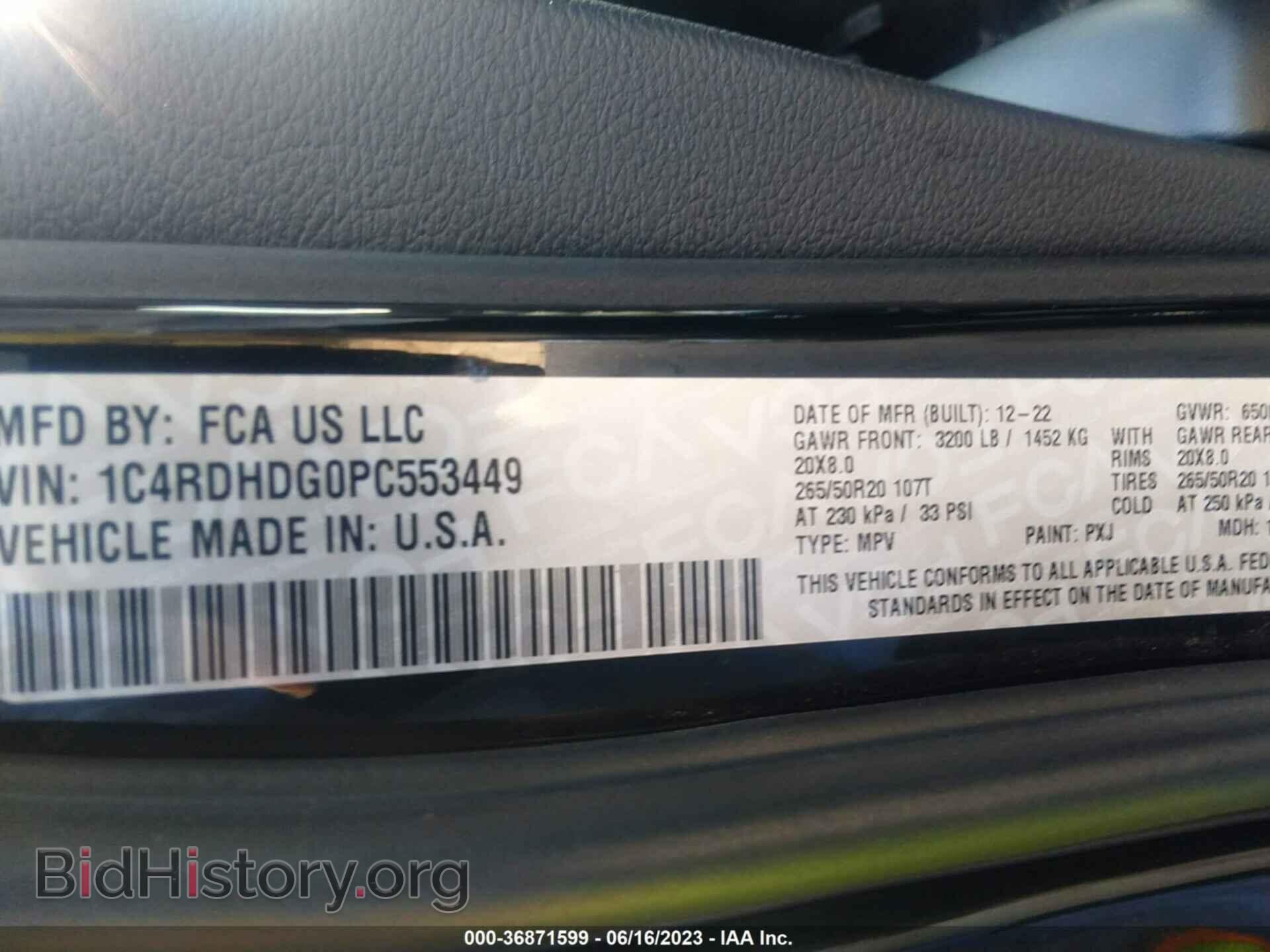 2023 DODGE DURANGO - VIN: 1C4RDHDG0PC553449 - Photo 9