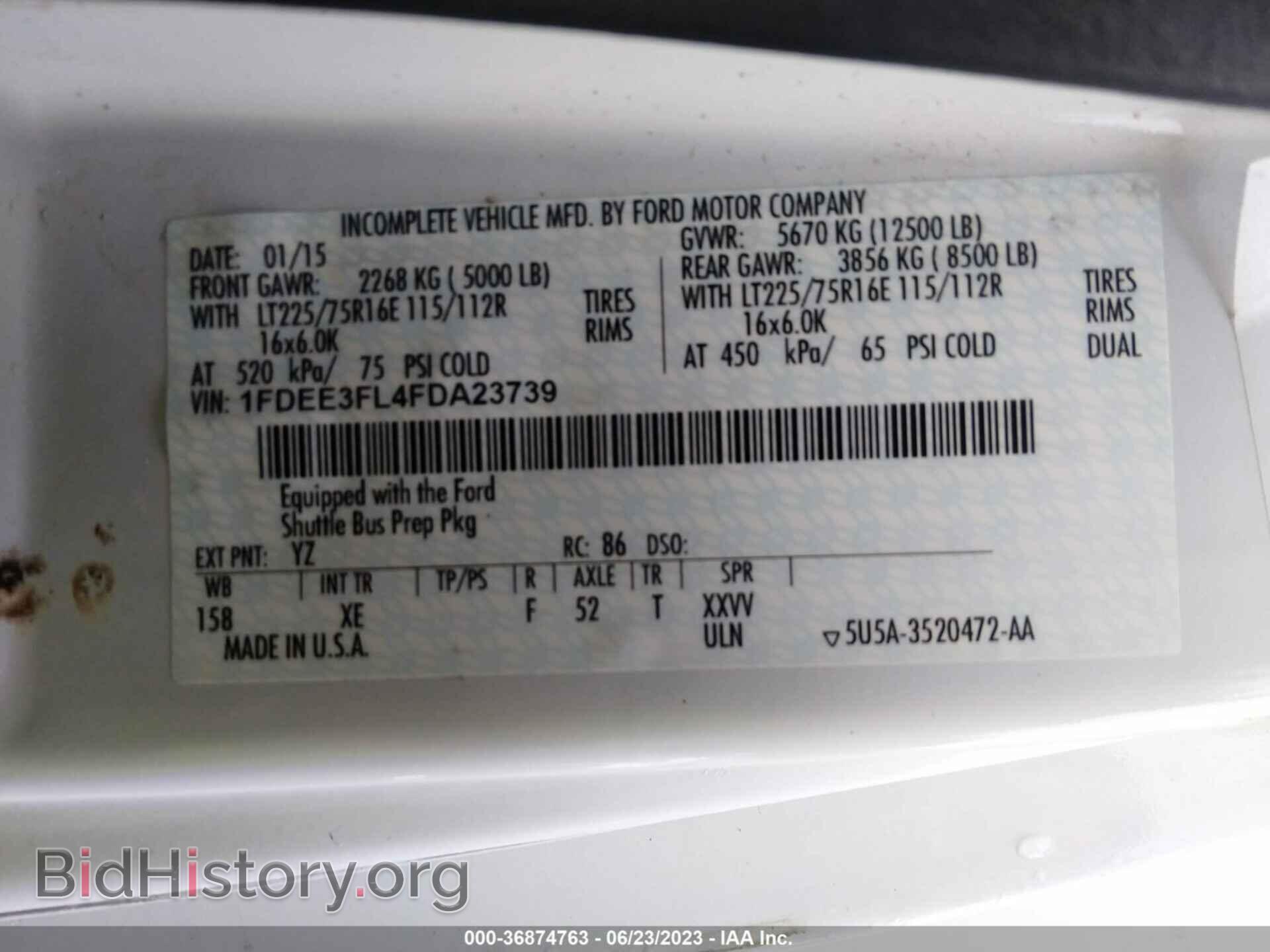 2015 FORD E-350 CUTAWAY - VIN: 1FDEE3FL4FDA23739 - Фото 9