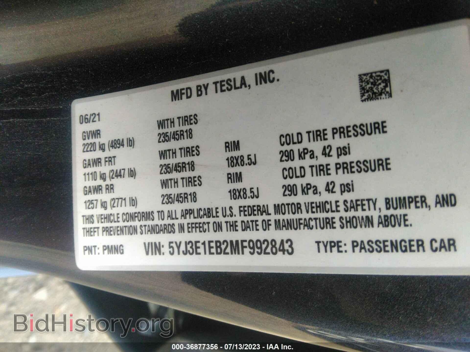 2021 TESLA MODEL 3 - VIN: 5YJ3E1EB2MF992843 - Photo 9
