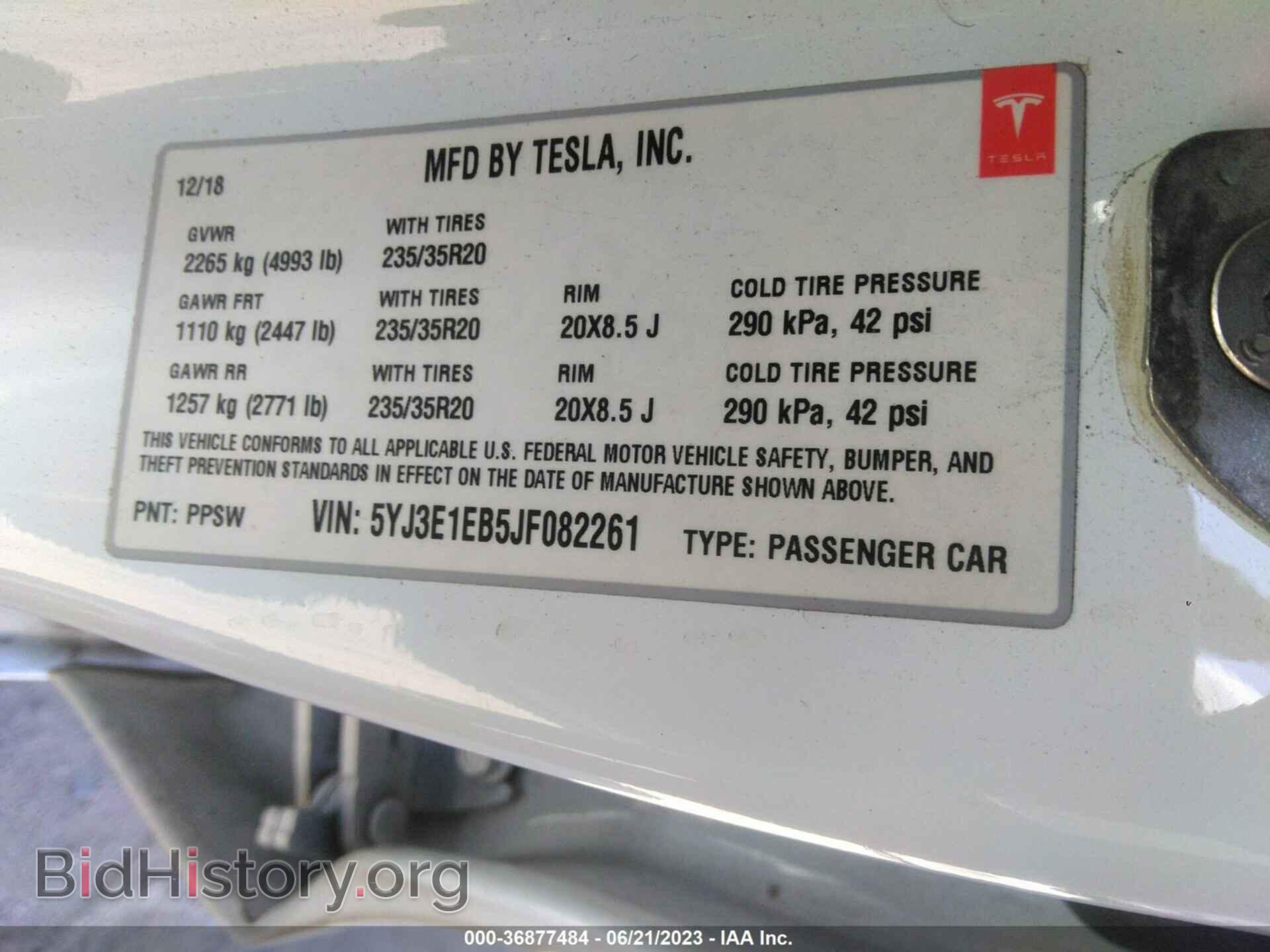 2018 TESLA MODEL 3 - VIN: 5YJ3E1EB5JF082261 - Фото 9