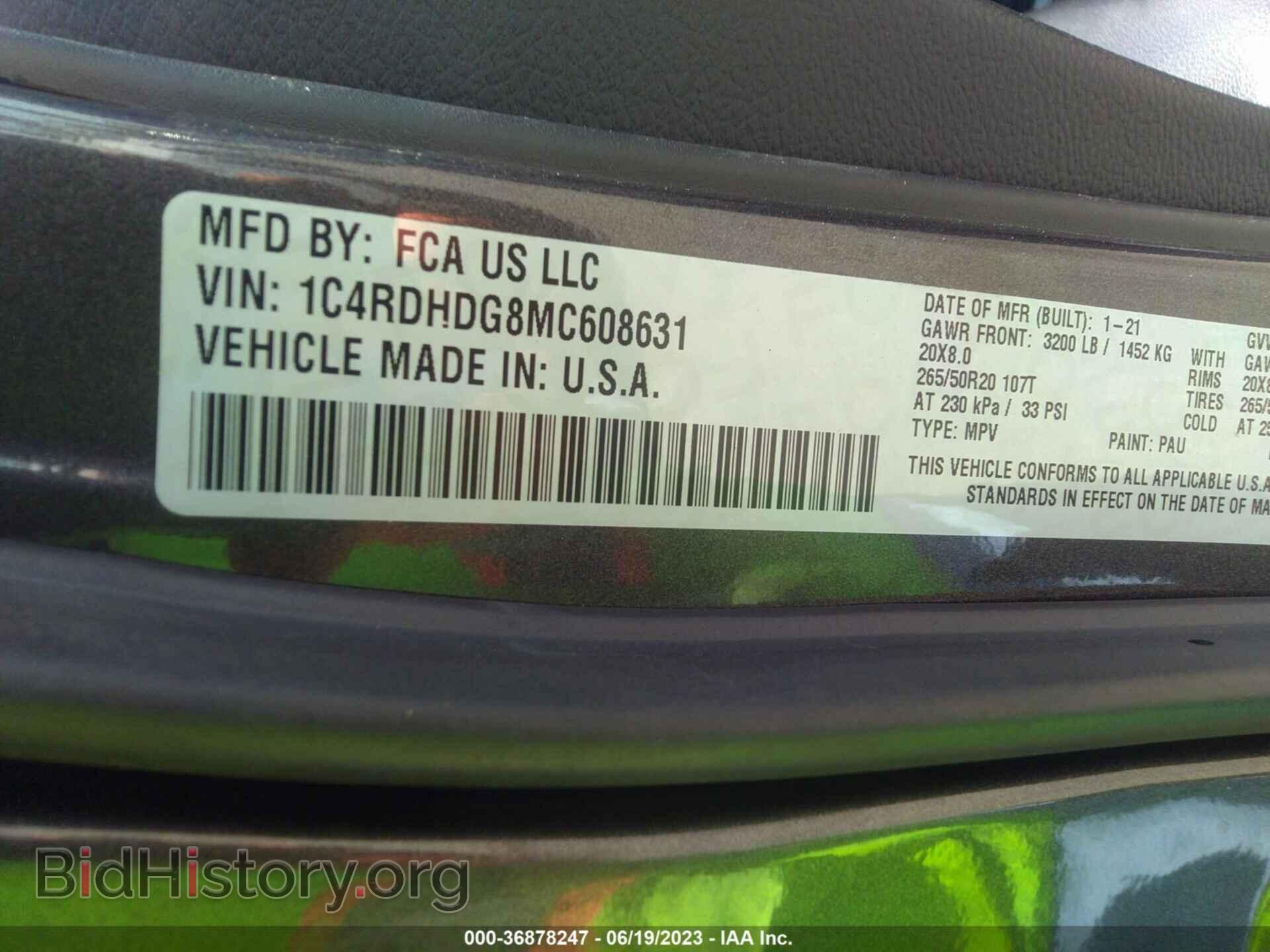 2021 DODGE DURANGO - VIN: 1C4RDHDG8MC608631 - Фото 9