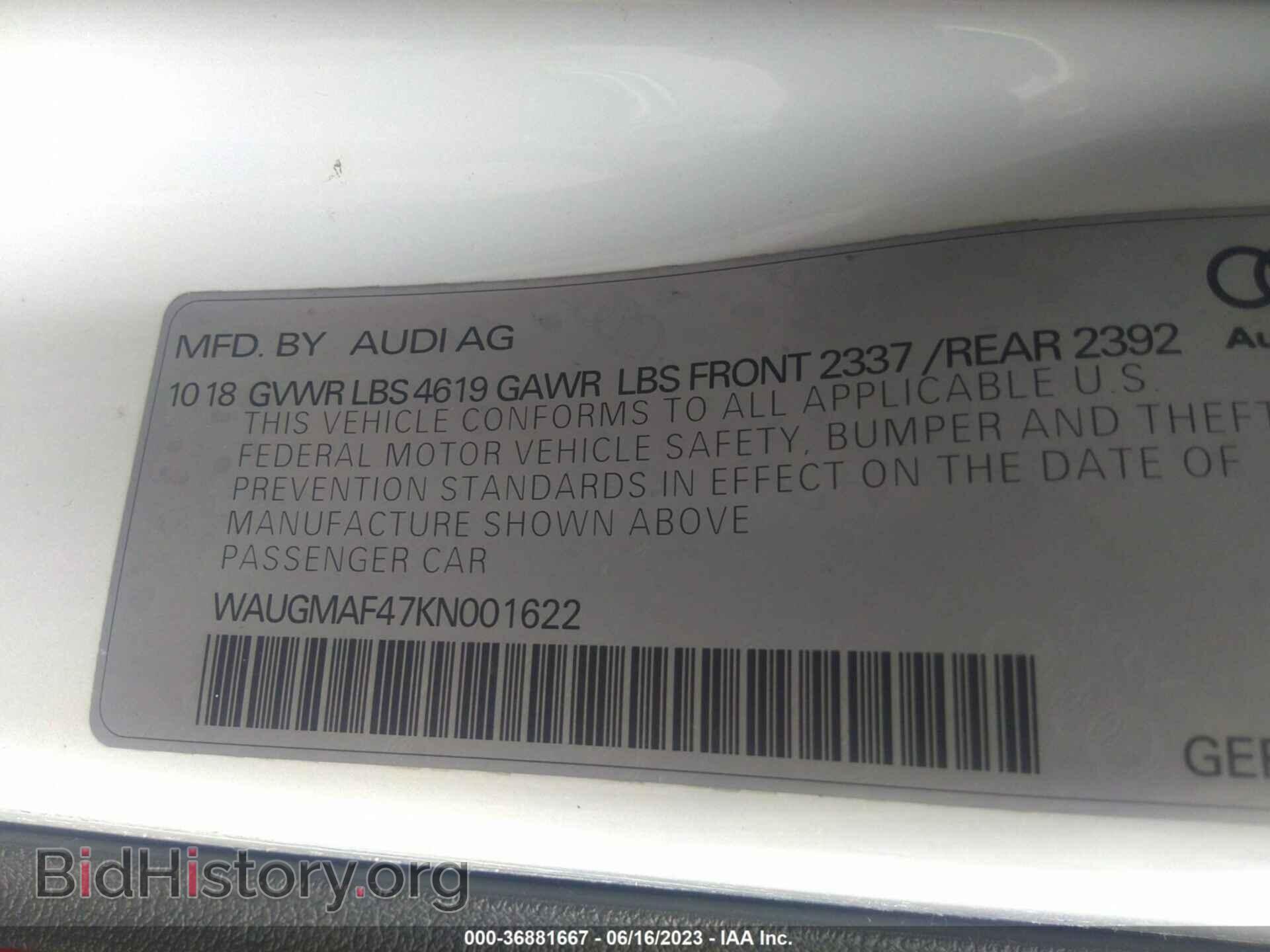 2019 AUDI A4 - VIN: WAUGMAF47KN001622 - Фото 9