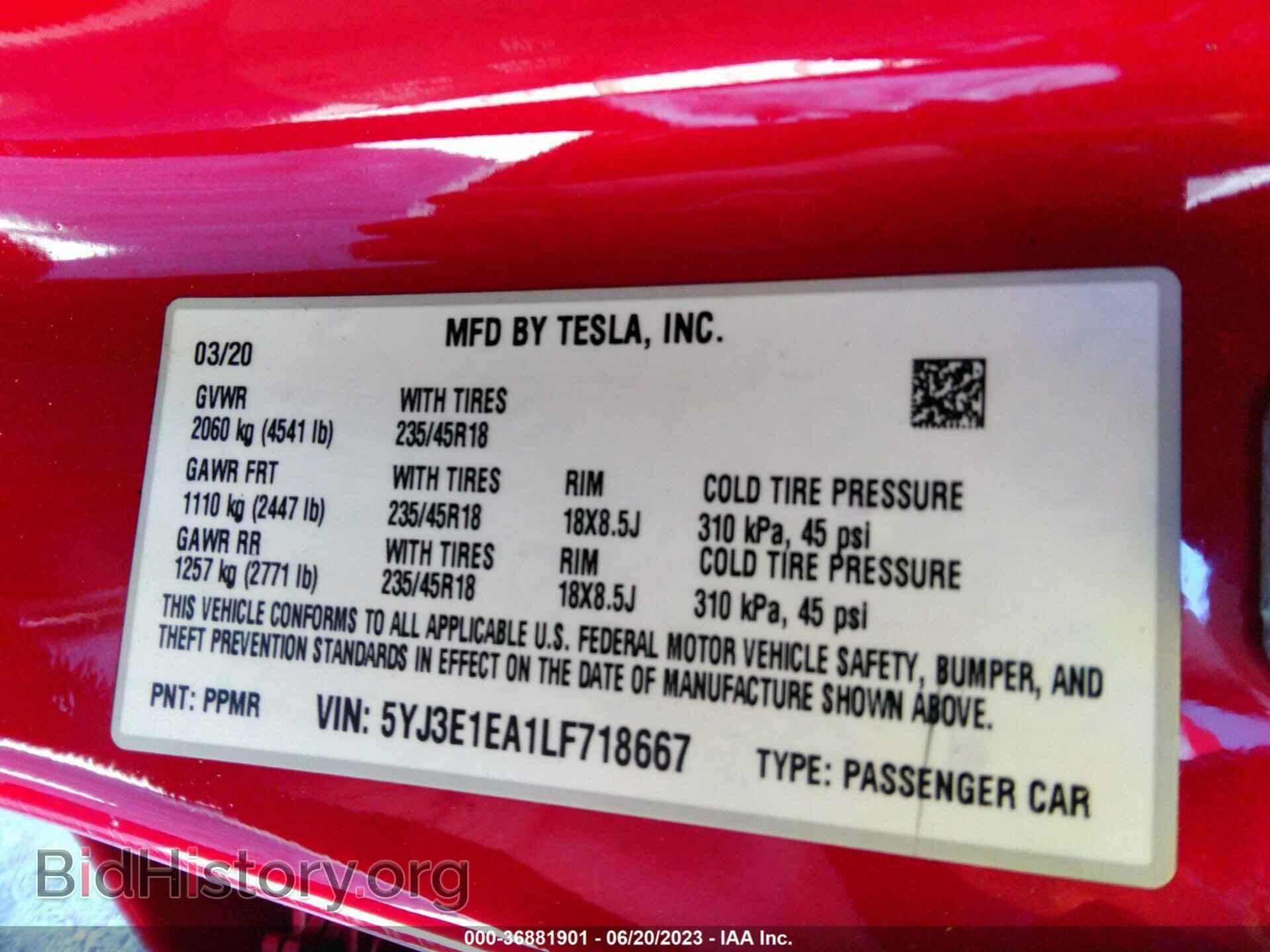 2020 TESLA MODEL 3 - VIN: 5YJ3E1EA1LF718667 - Photo 9