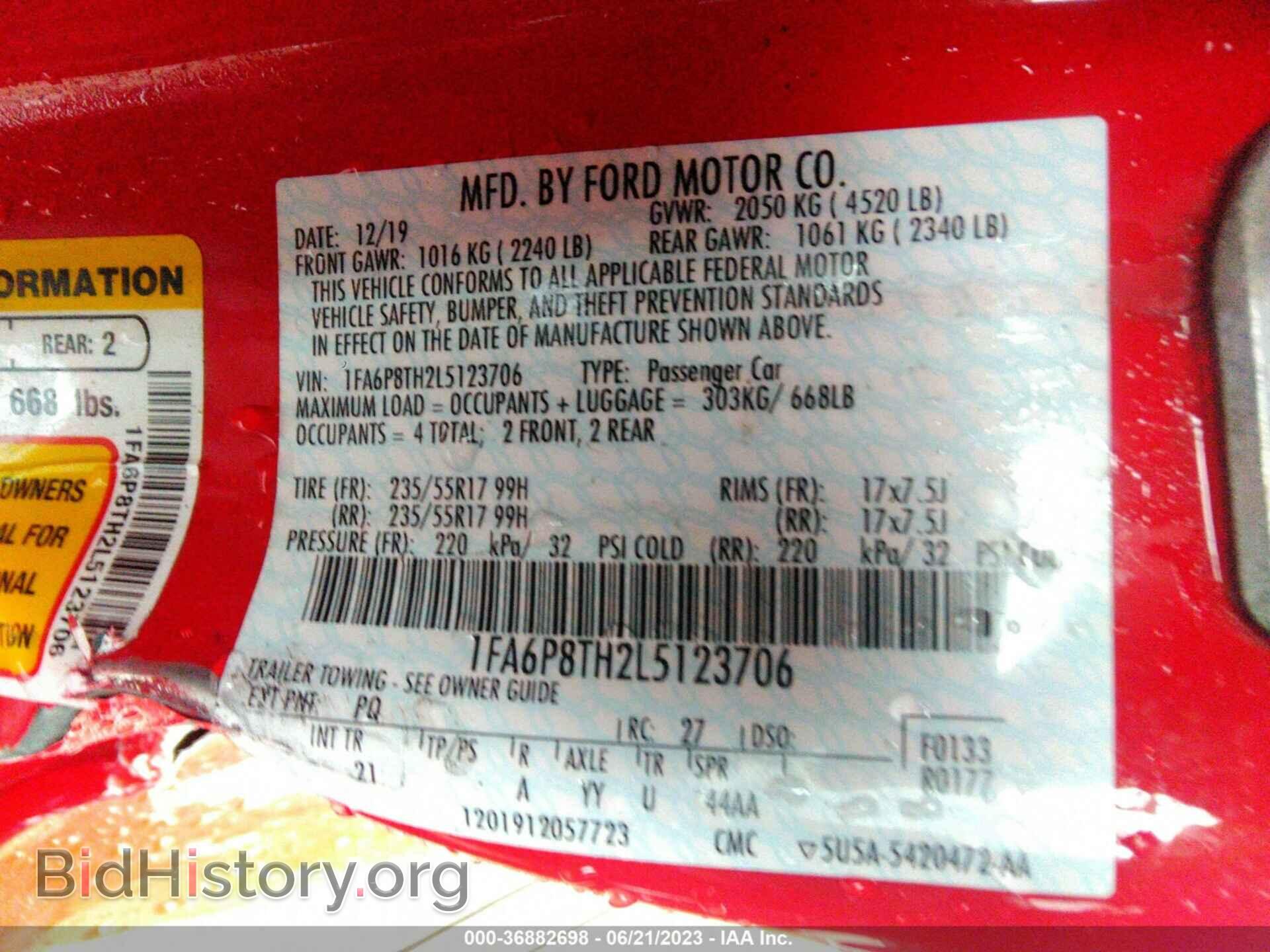 2020 FORD MUSTANG - VIN: 1FA6P8TH2L5123706 - Фото 9