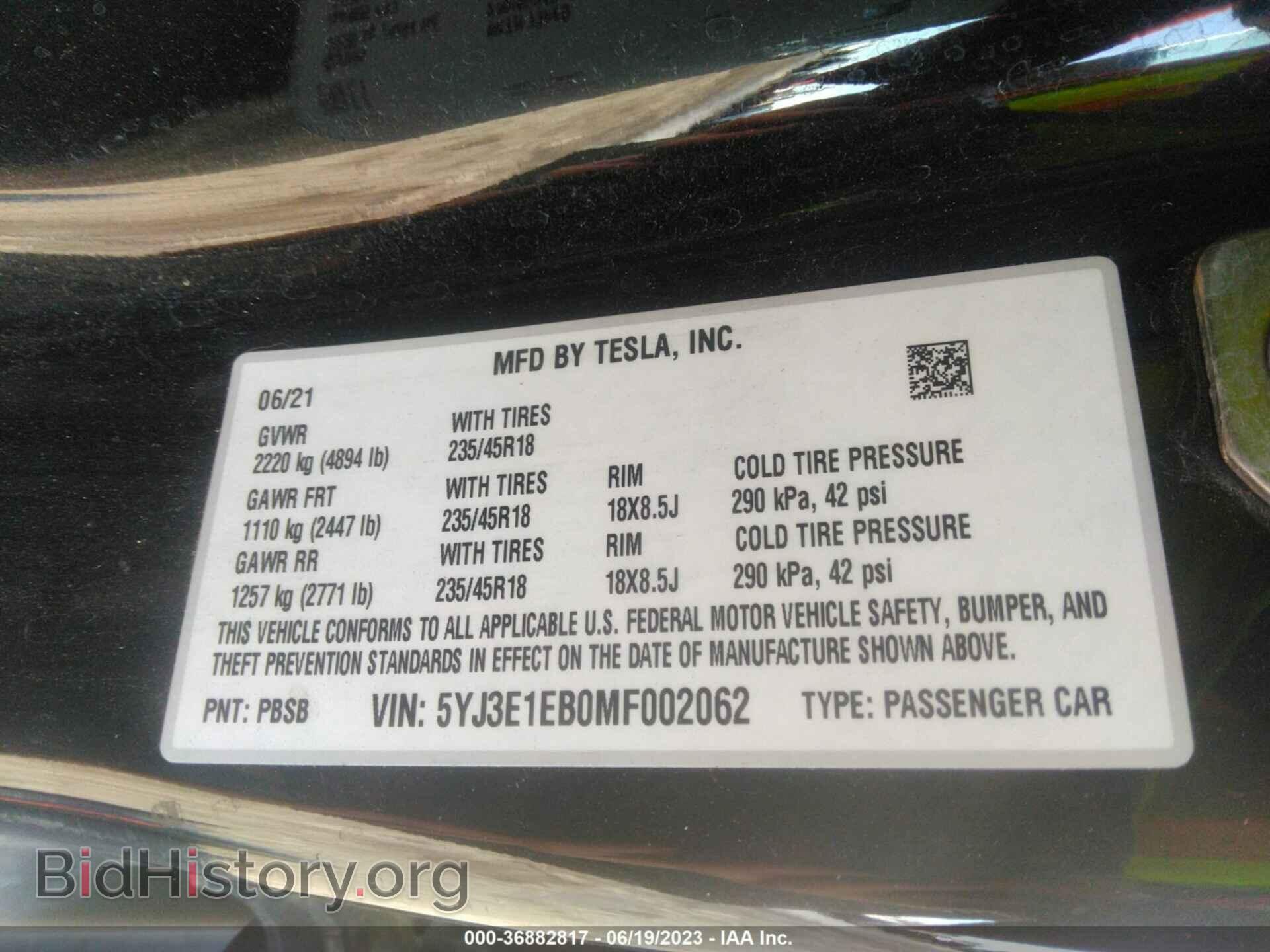 2021 TESLA MODEL 3 - VIN: 5YJ3E1EB0MF002062 - Фото 9