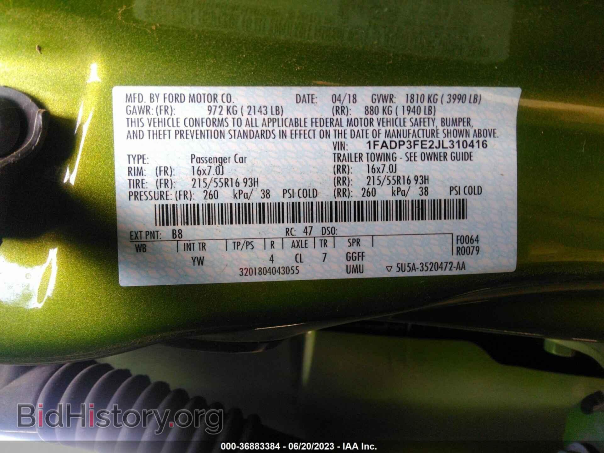 2018 FORD FOCUS - VIN: 1FADP3FE2JL310416 - Фото 9