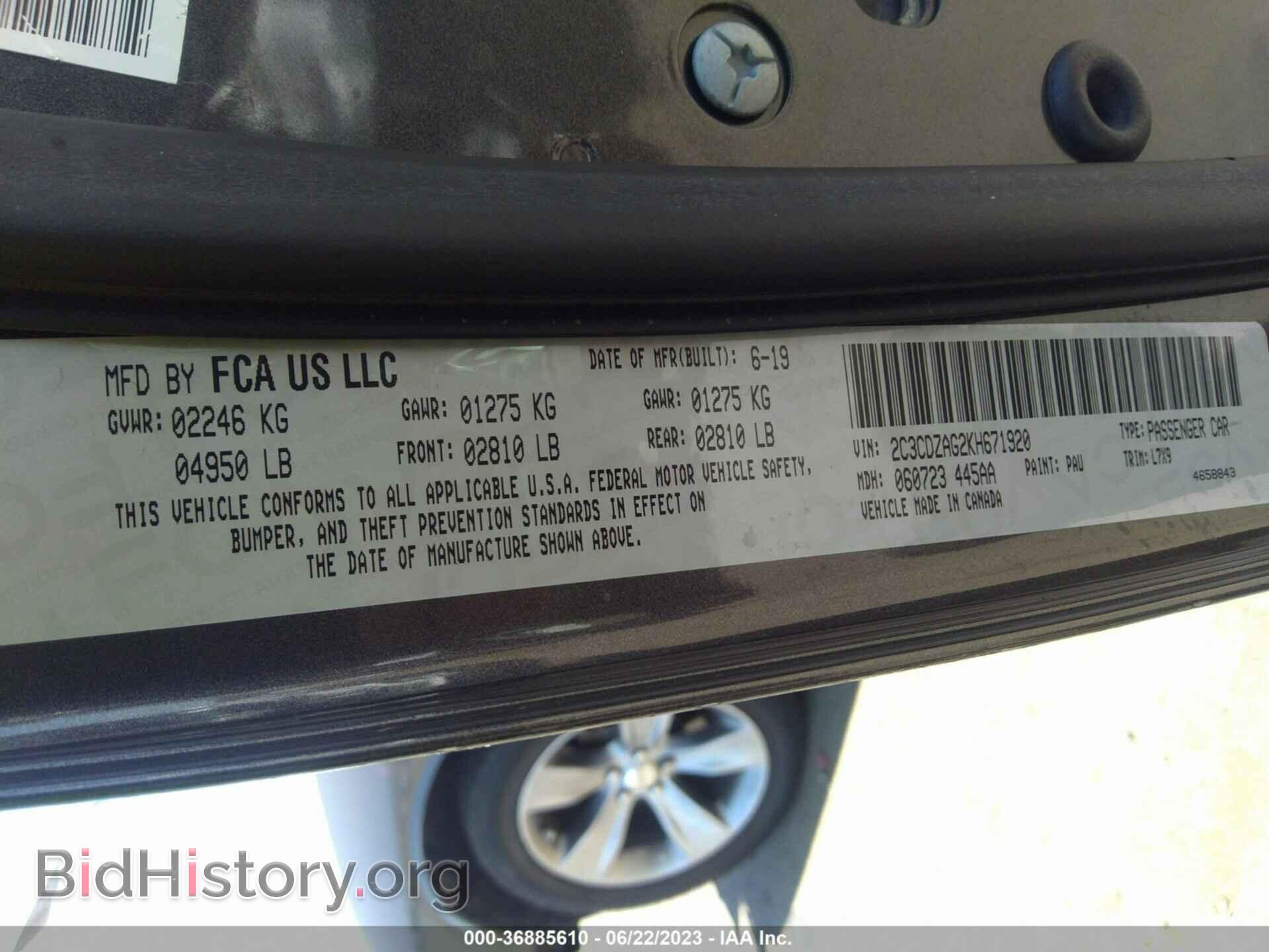 2019 DODGE CHALLENGER - VIN: 2C3CDZAG2KH671920 - Photo 9