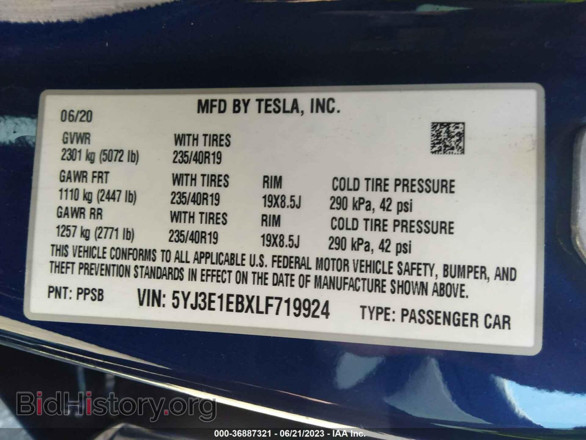 2020 TESLA MODEL 3 - VIN: 5YJ3E1EBXLF719924 - Фото 9