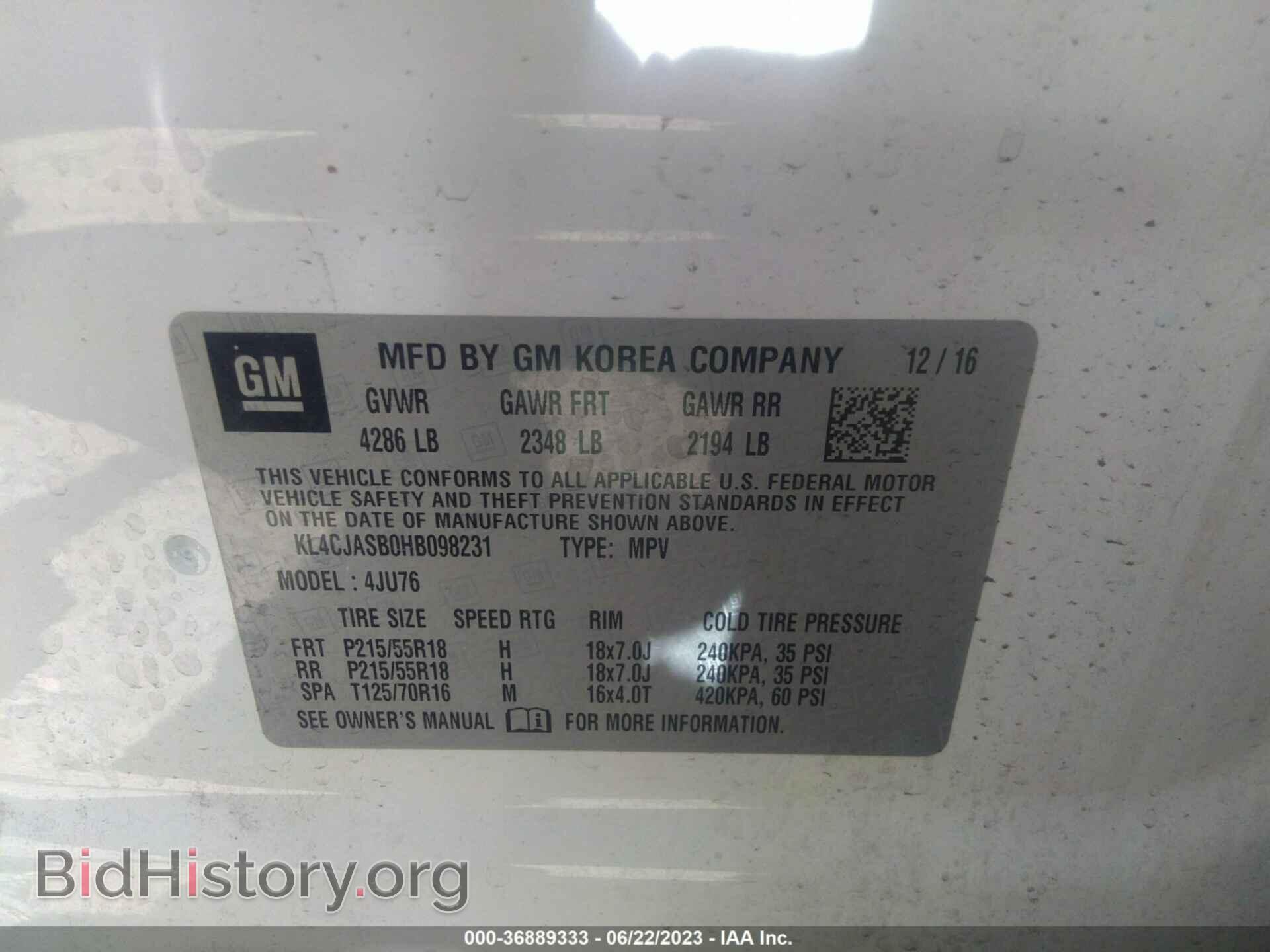 2017 BUICK ENCORE - VIN: KL4CJASB0HB098231 - Фото 9